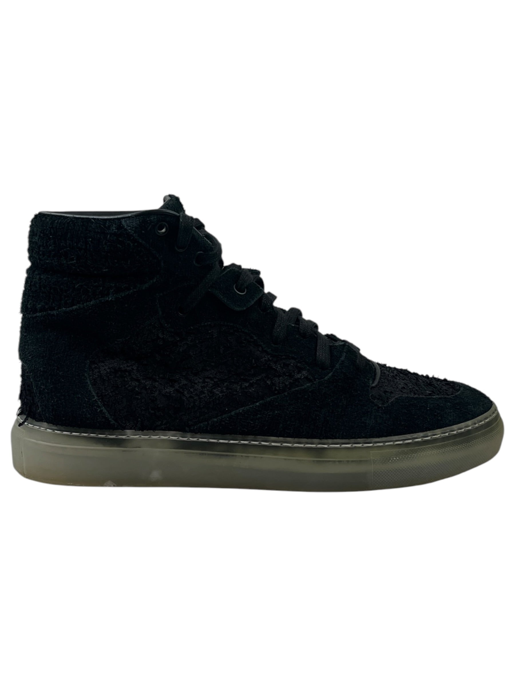 Balenciaga Distressed Corduroy and Suede High-Top Sneakers (Used)