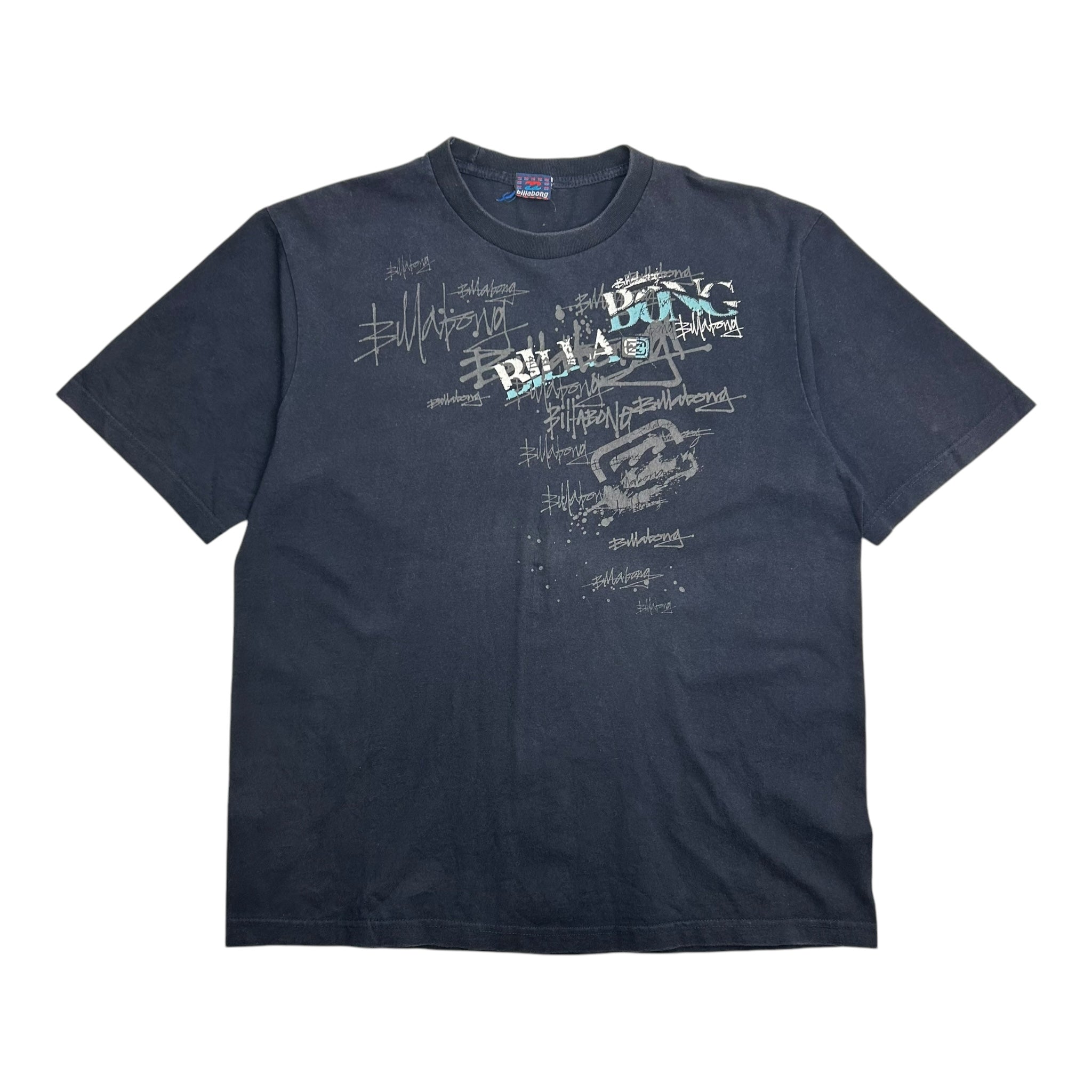 Vintage Y2K Billabong Graffiti Tee Navy