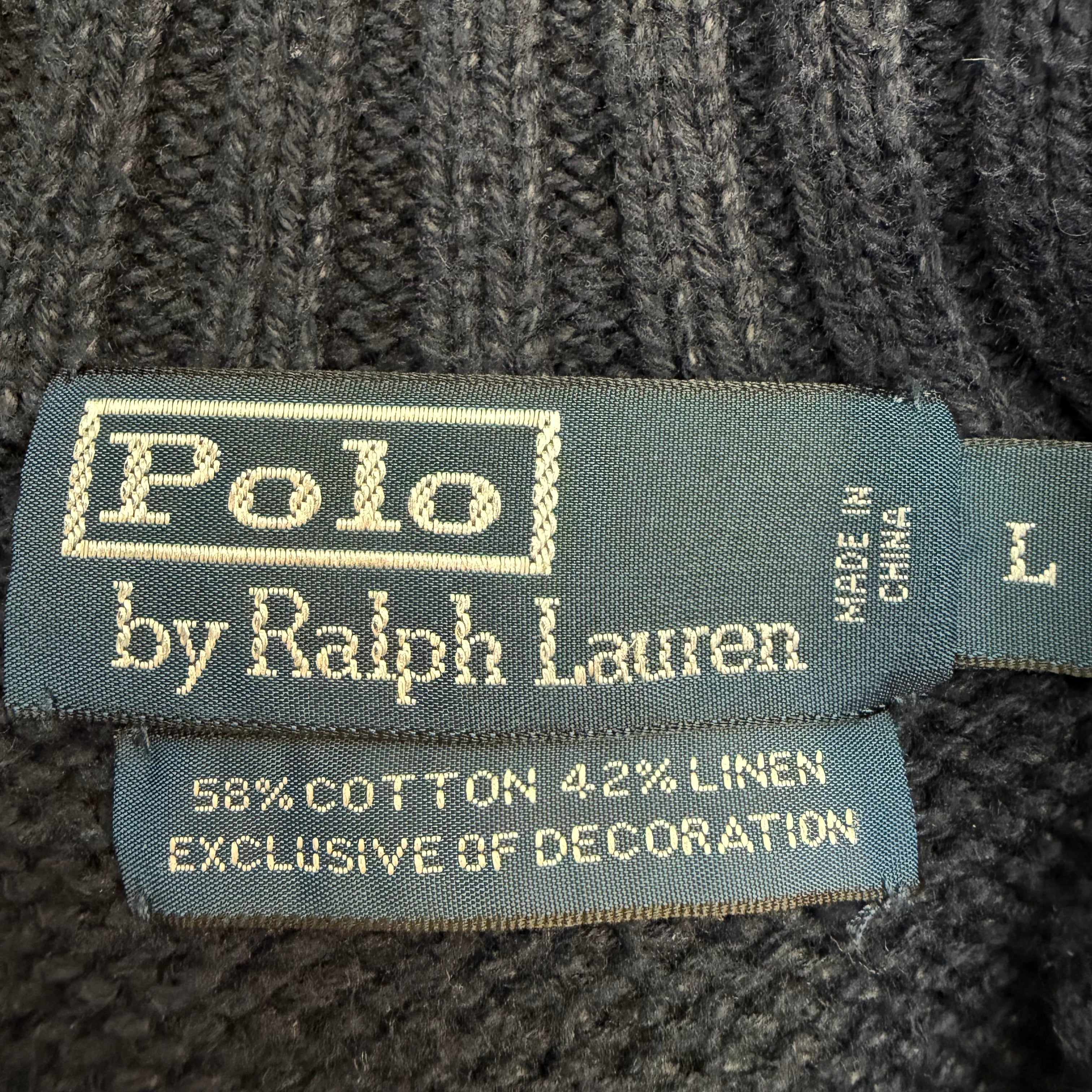 Vintage Polo Ralph Lauren Flag RL‘67 Mock Neck Sweater Navy