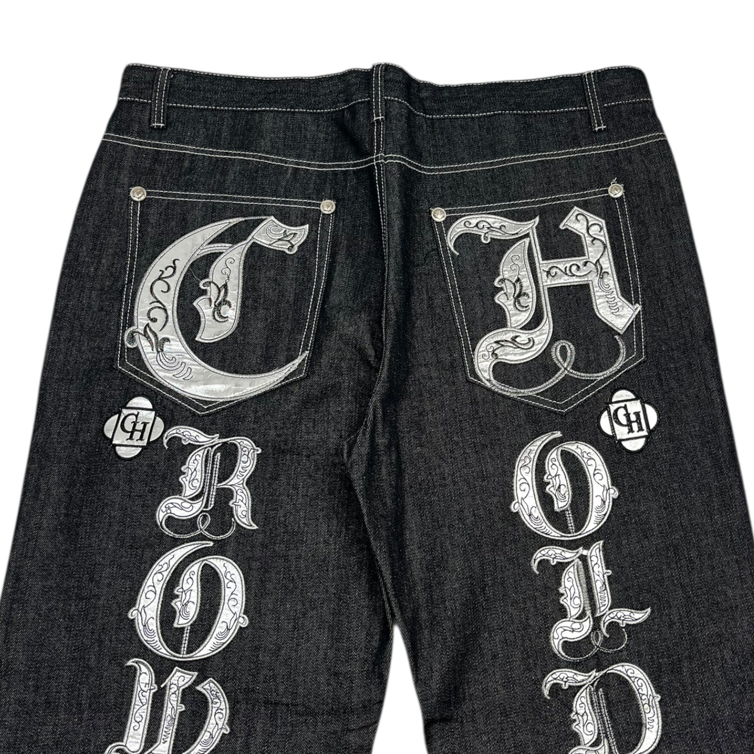 Vintage Y2K Crown Holder Chrome Embroidered Denim Jeans