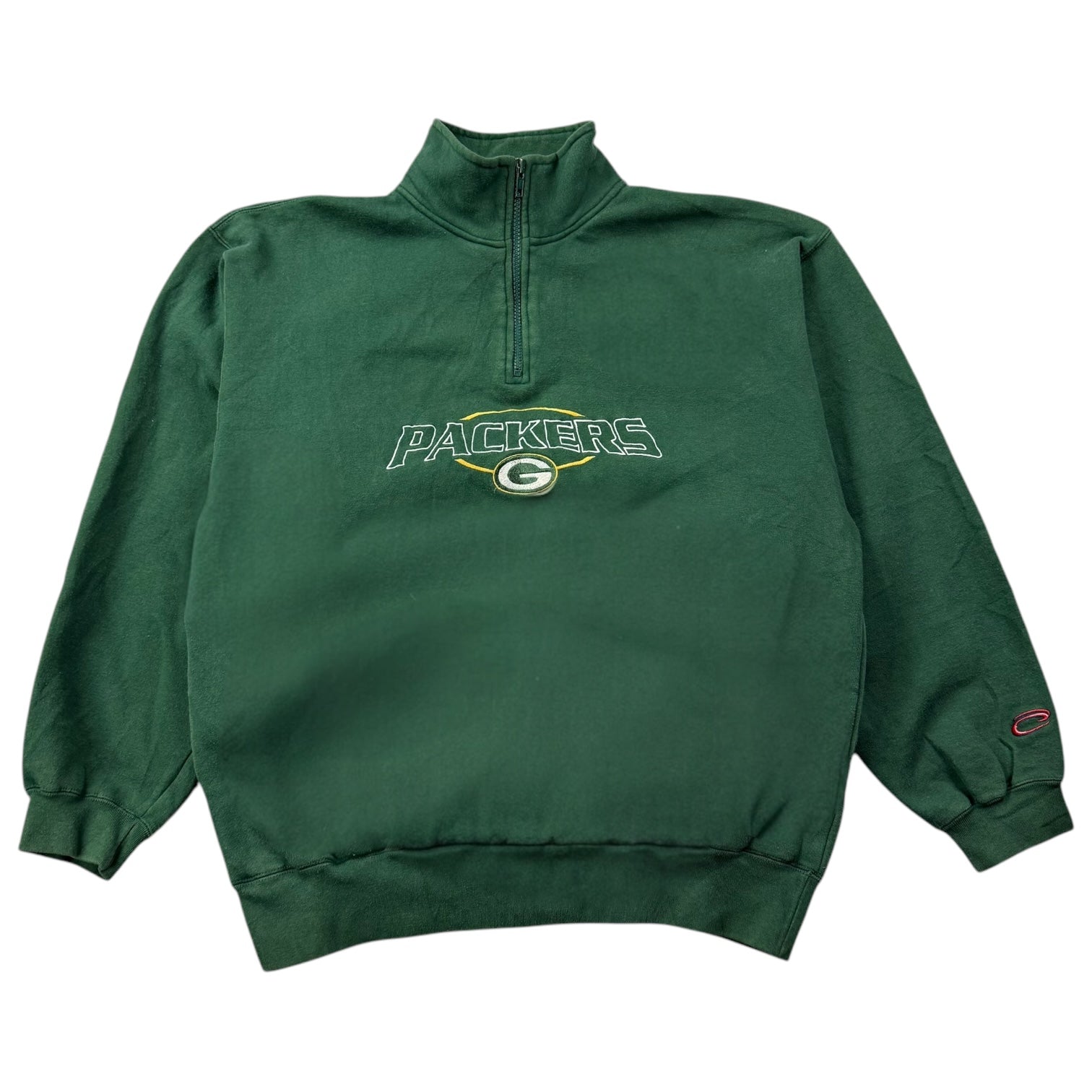 Vintage Green Bay Packers Quarter Zip Sweater Green