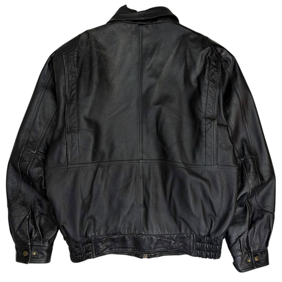 Vintage Leather Bomber Jacket Black