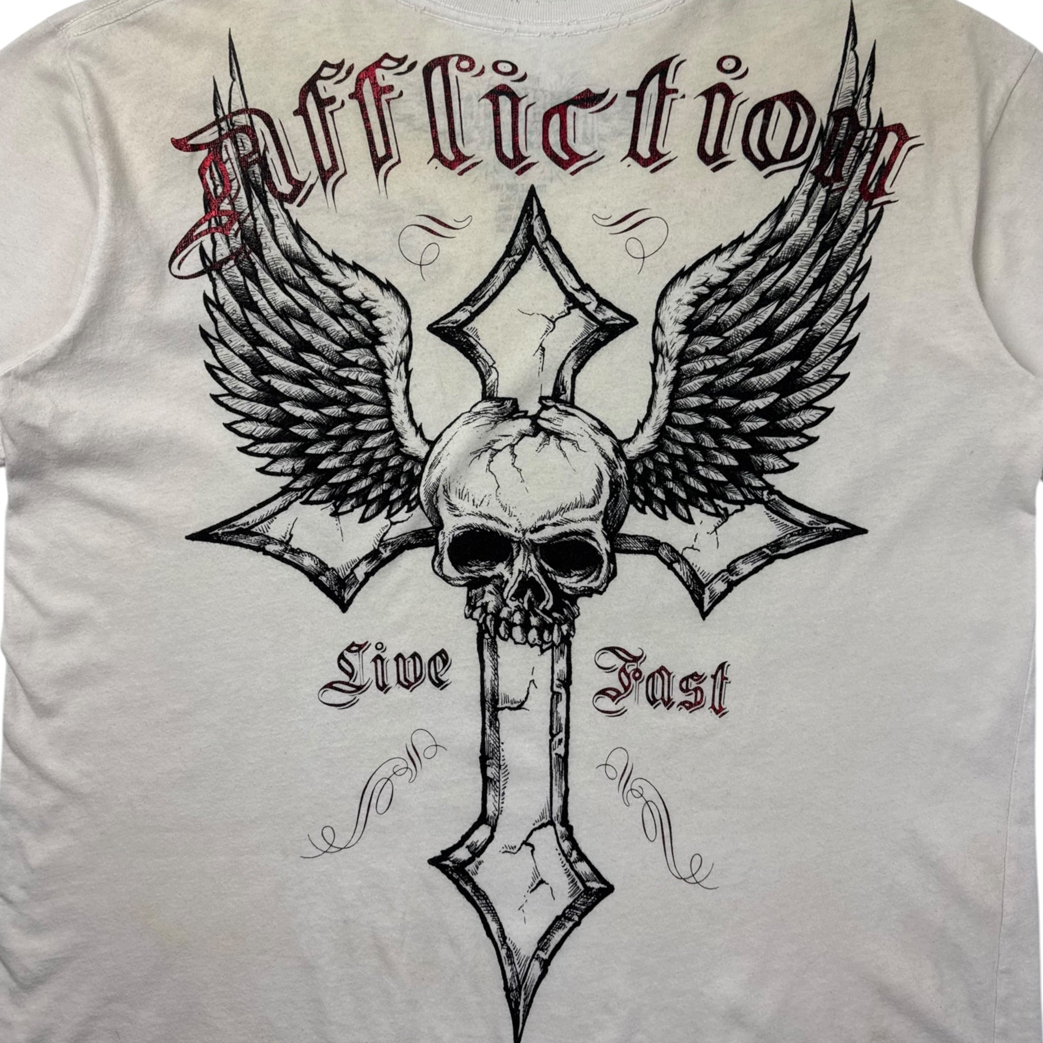 Vintage Affliction Cyber Emo Cross Angel Wings T-Shirt
