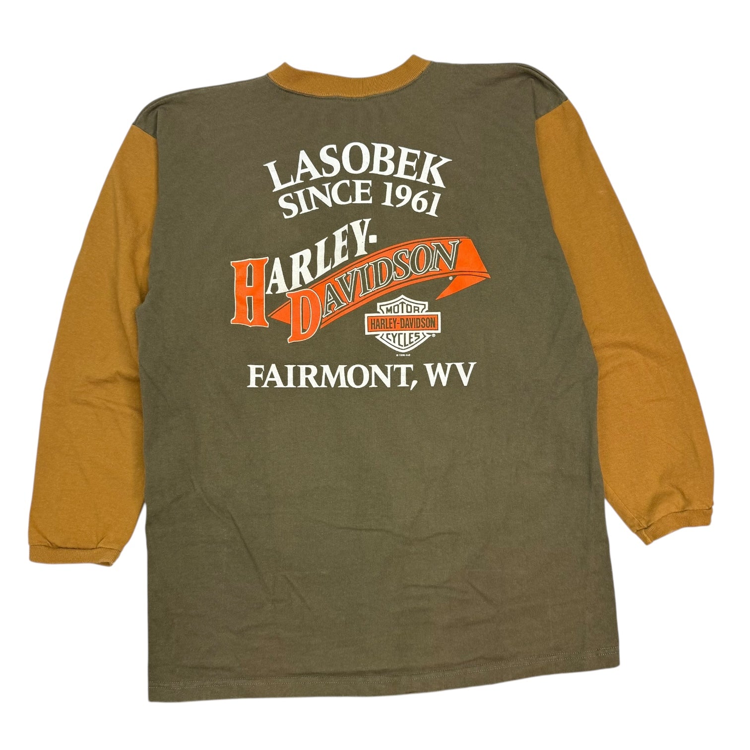 1995 Harley Davidson Henley 3/4 Sleeve Tee Brown