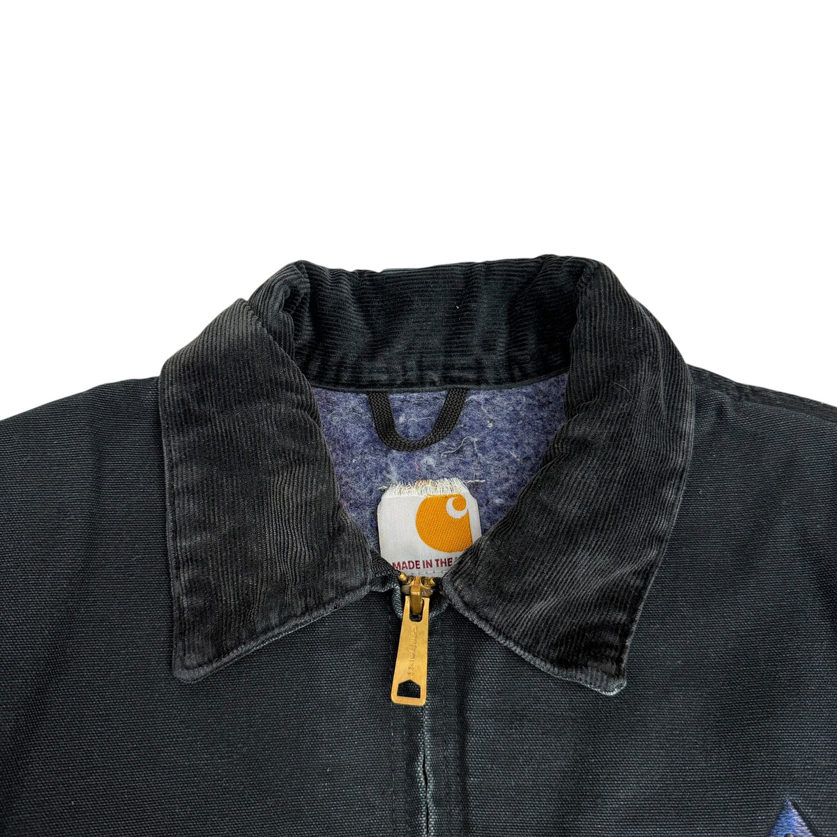 Vintage Carhartt Blanket Lined Embroidered Detroit Jacket Faded Black