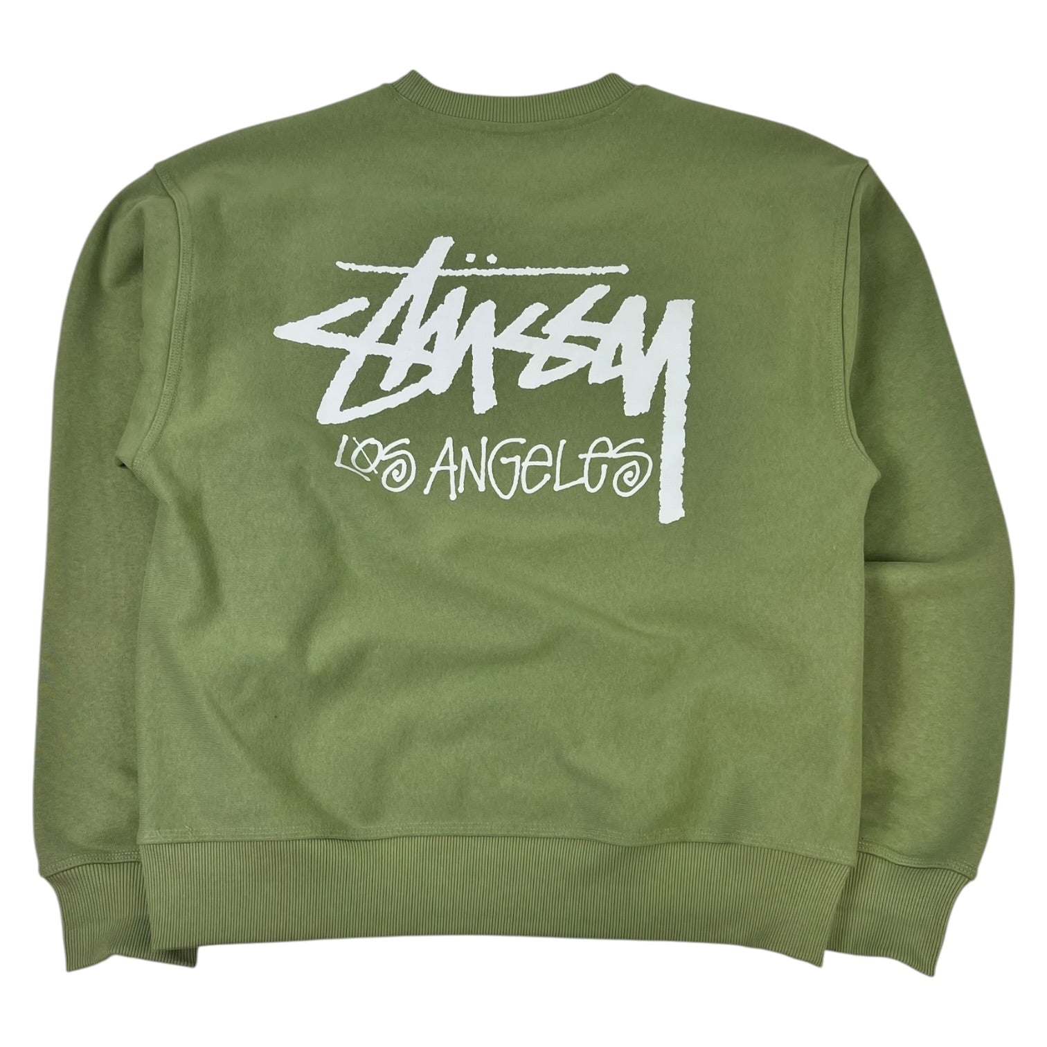 Stüssy Stock Los Angeles Crew Sweatshirt Green Moss