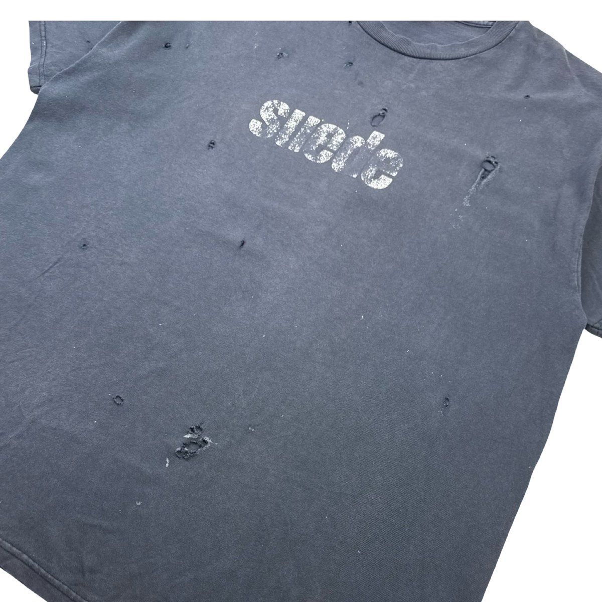 1996 Suede Coming Up Distressed Band T-Shirt Faded Black