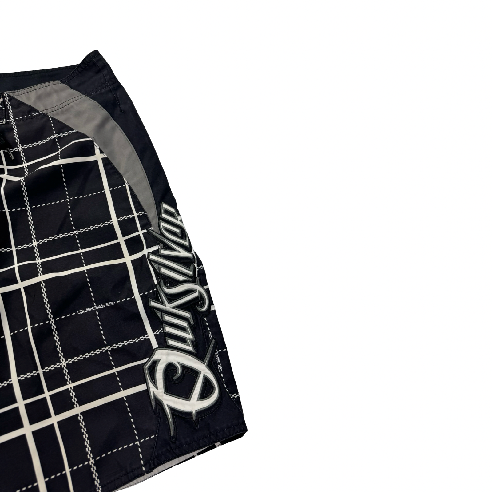 Y2K Quiksilver Embroidered Surf Board Shorts Blk/Wht
