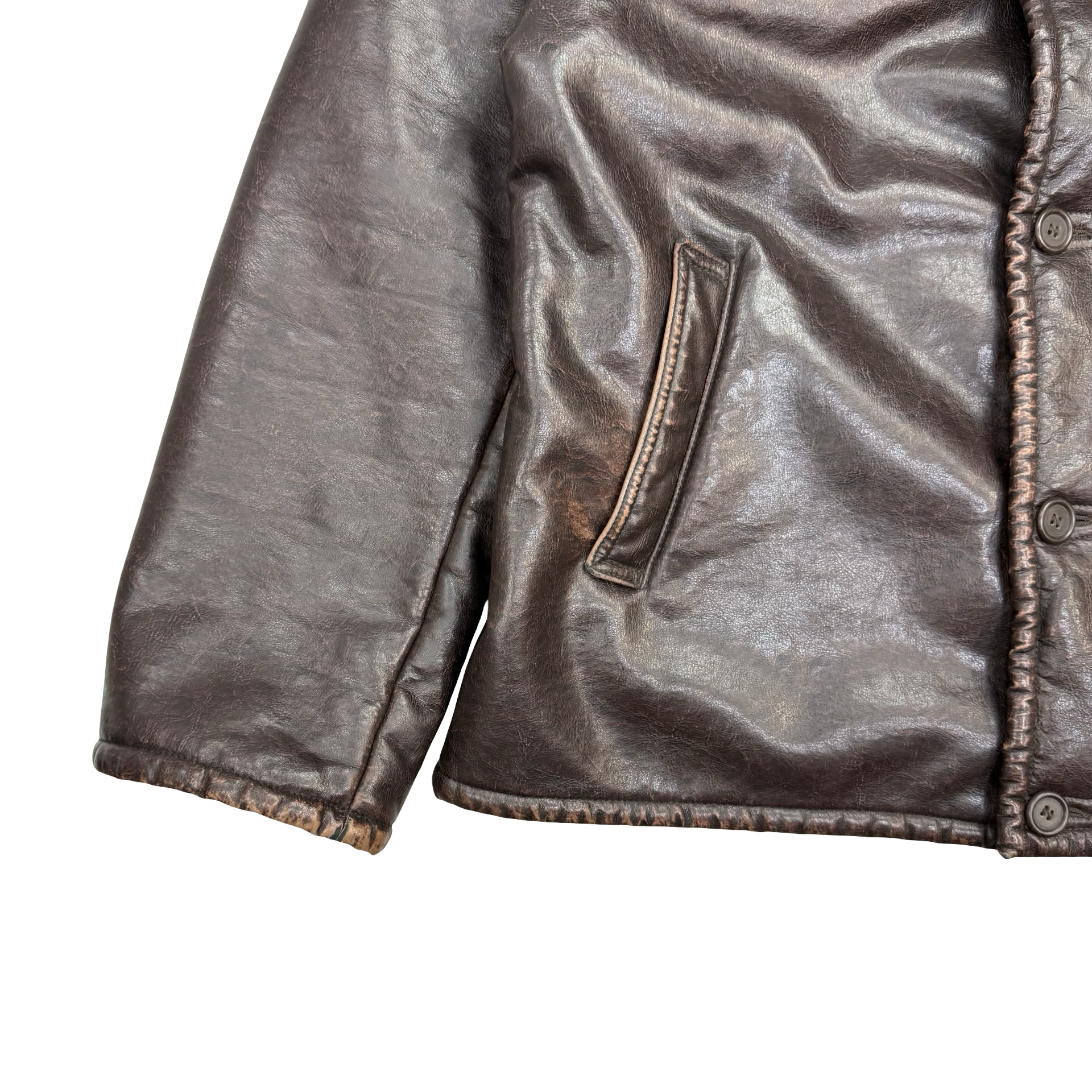 Vintage Armani Jeans Faux Leather Jacket Brown