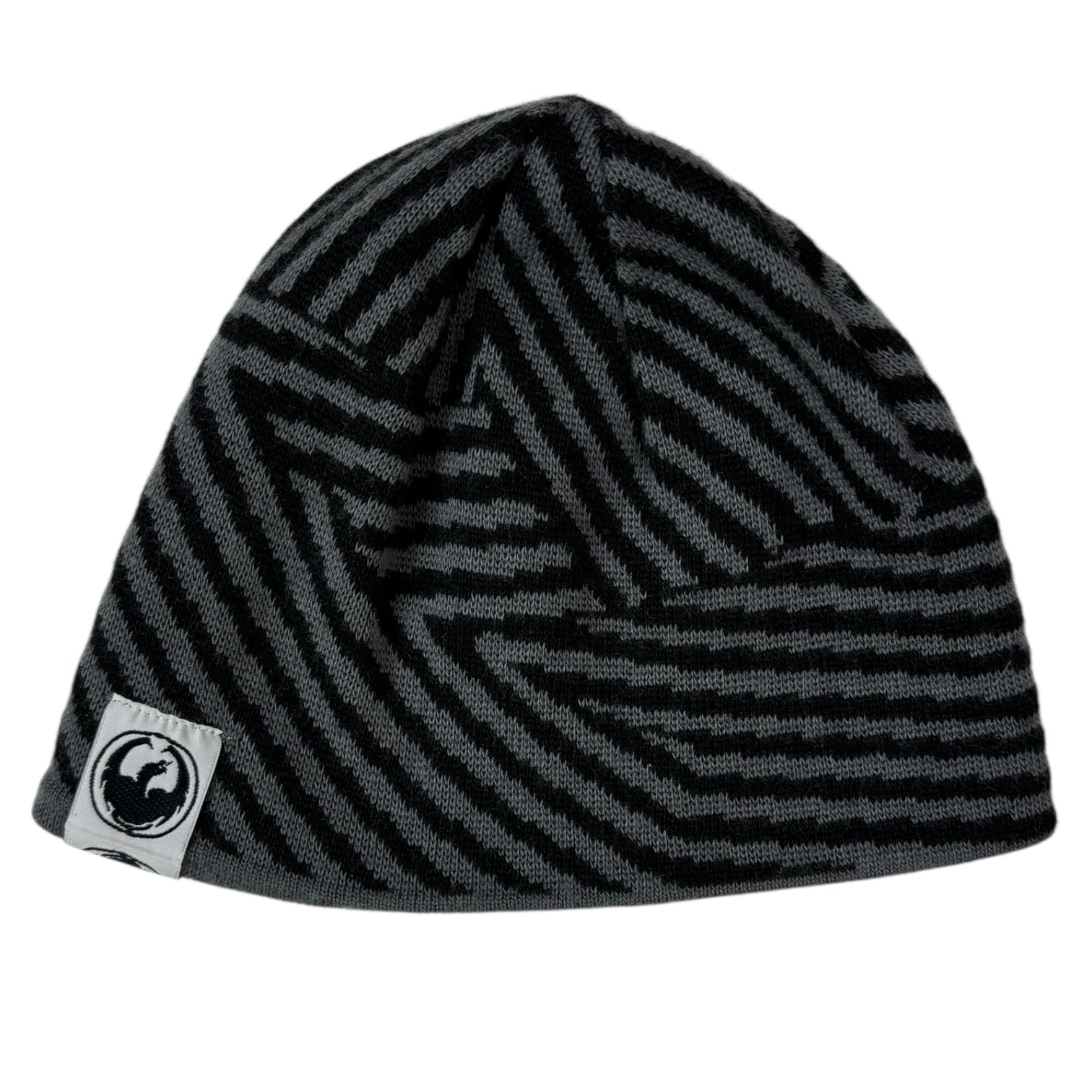 Vintage Y2K Independent Striped Skullcap Beanie Grey/Black