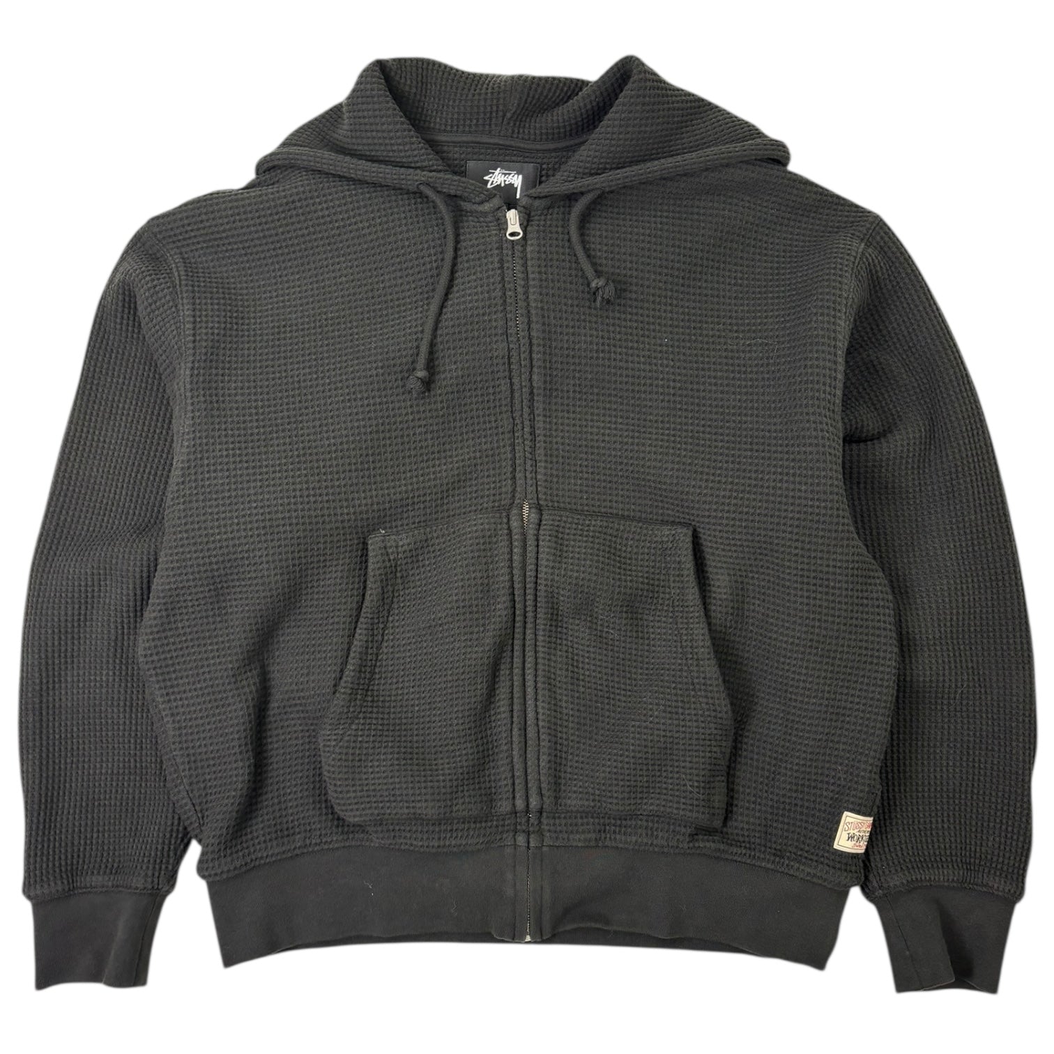 Stussy Double Layer Waffle Zip Hoodie Black