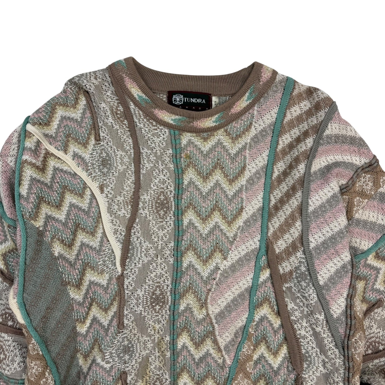 Vintage Tundra Cable Knit Sweater Brown/Green