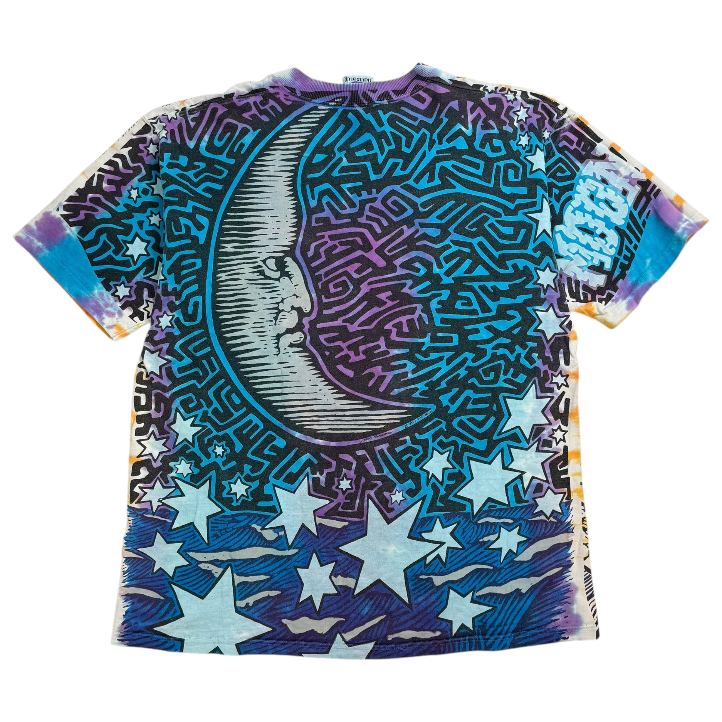 1992 Liquid Blue Sun And Moon Tie Dye Tee