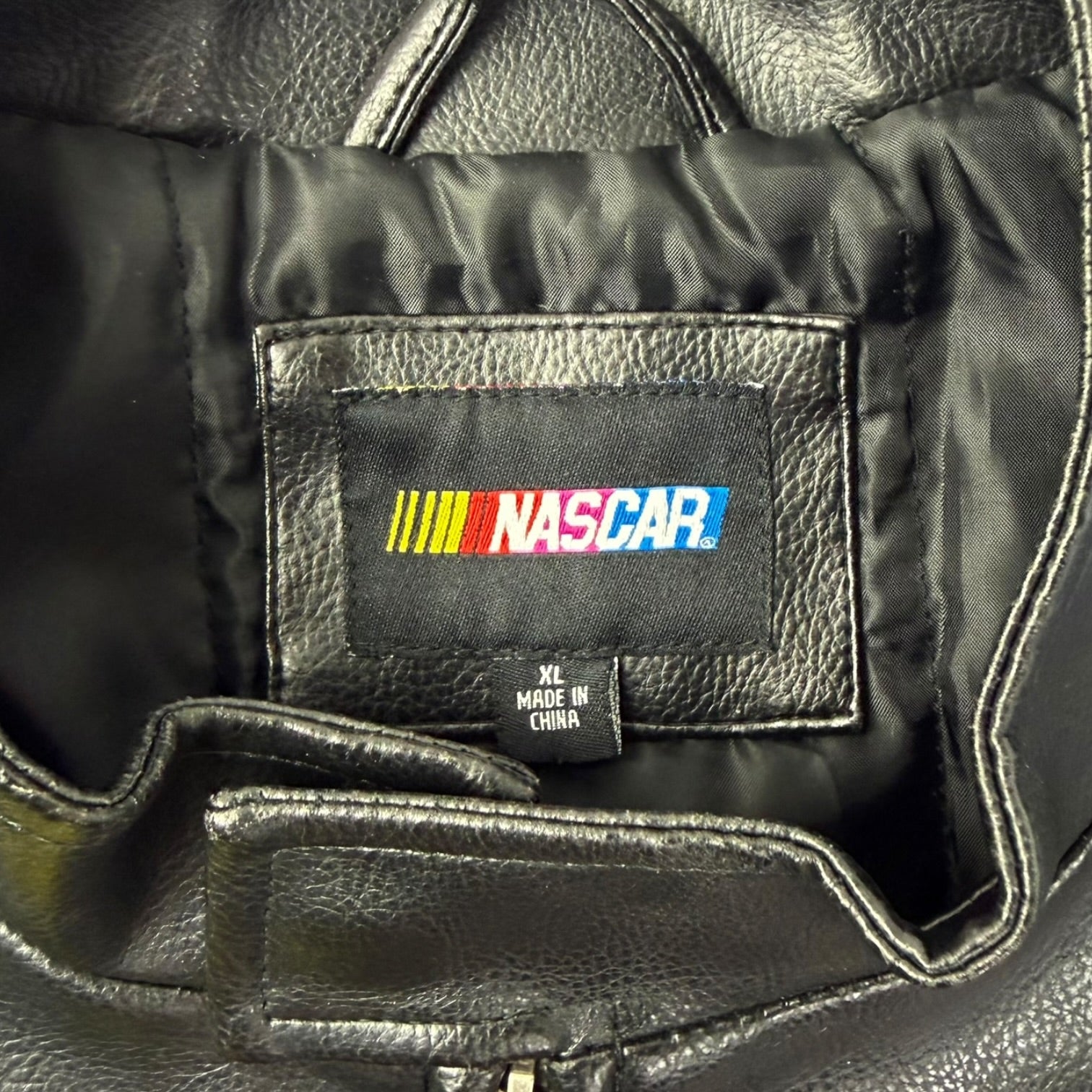 Vintage Lowes Jimmie Johnson Leather Racing Jacket Black/Blue