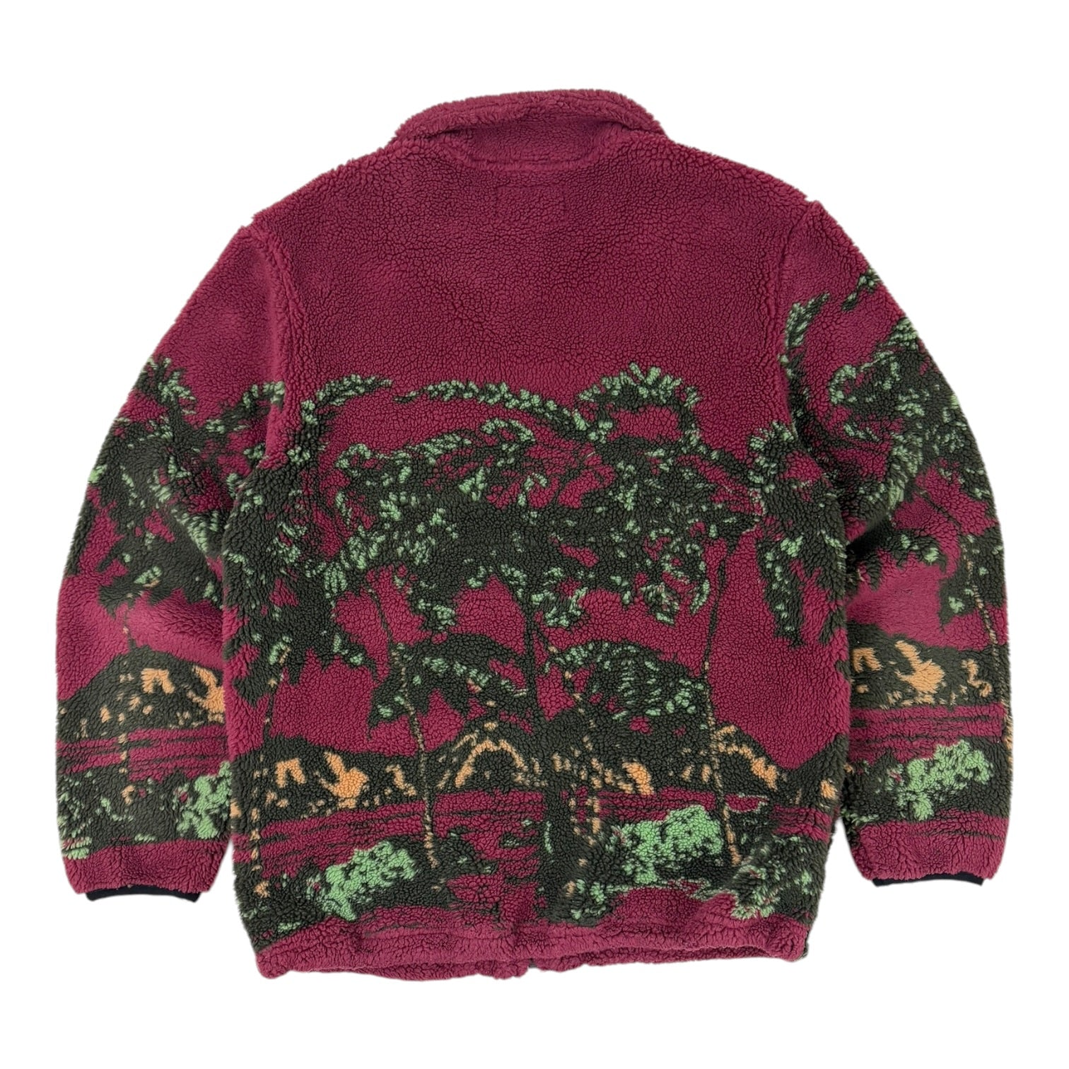 Stüssy Hawaiian Jacquard Mock Fleece Jacket Berry