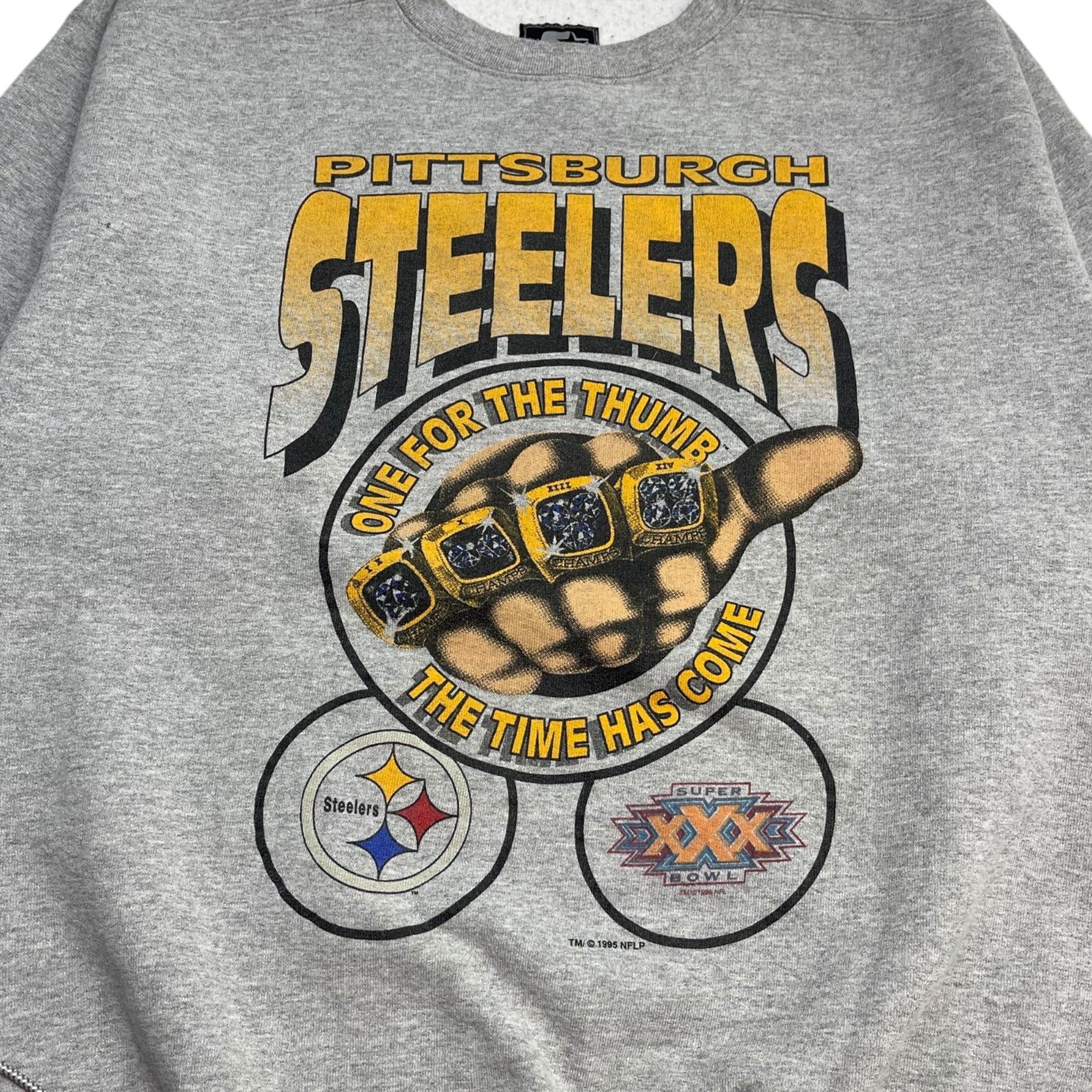 1995 Pittsburg Steelers Superbowl Starter Crewneck Sweatshirt Grey