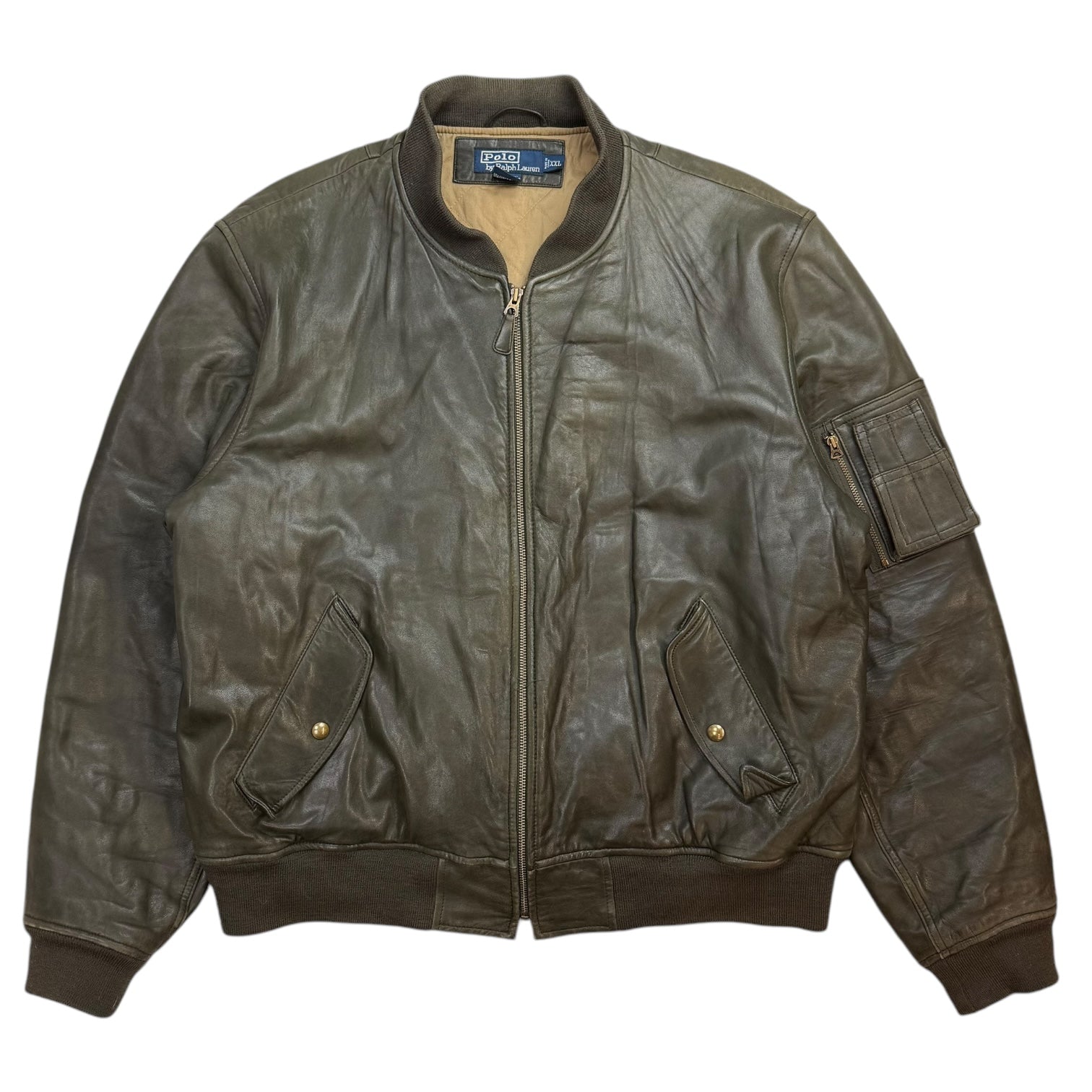 Vintage Ralph Lauren Polo Leather Bomber Jacket Green