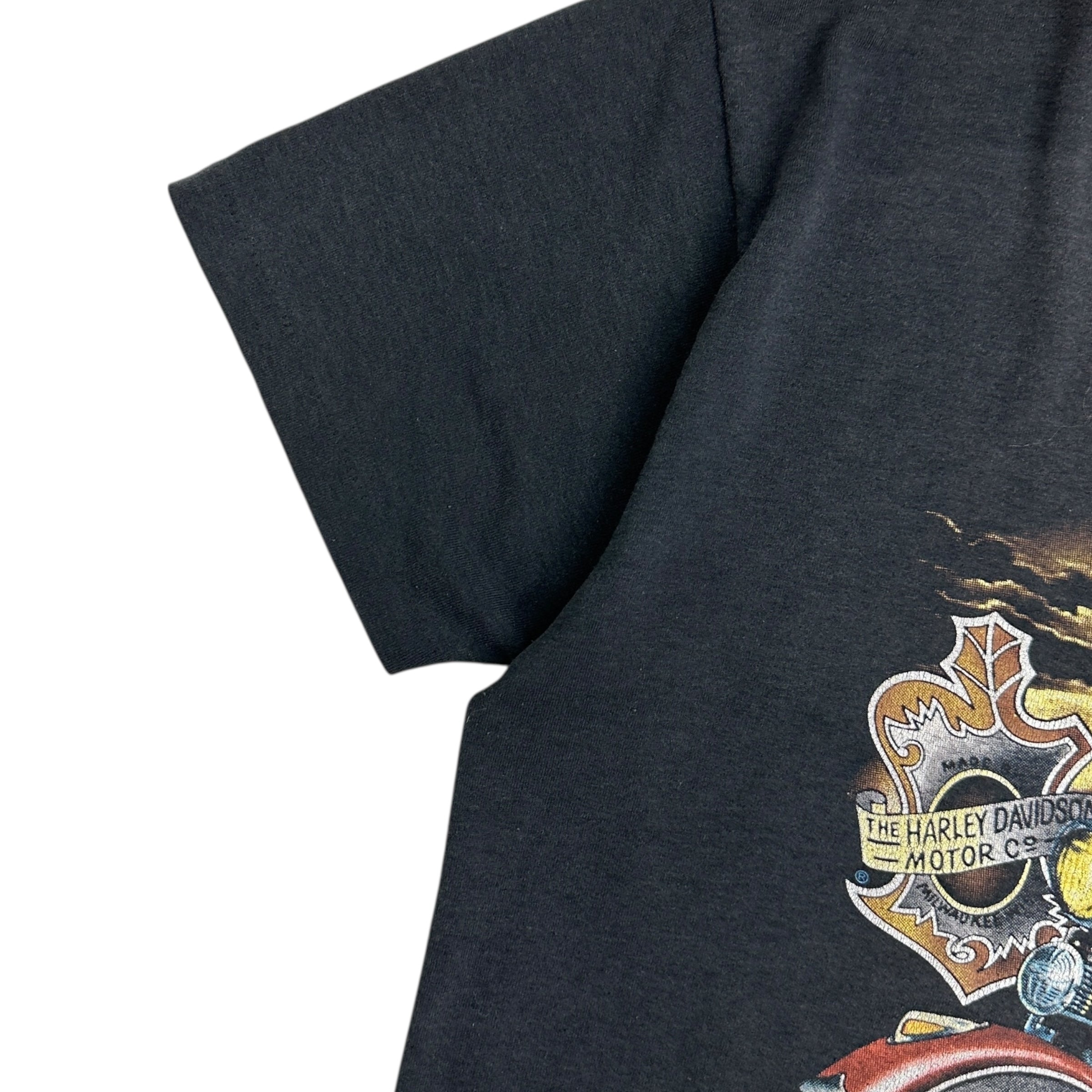 1991 Harley Davidson 3-D Emblem Survivors Tee Black