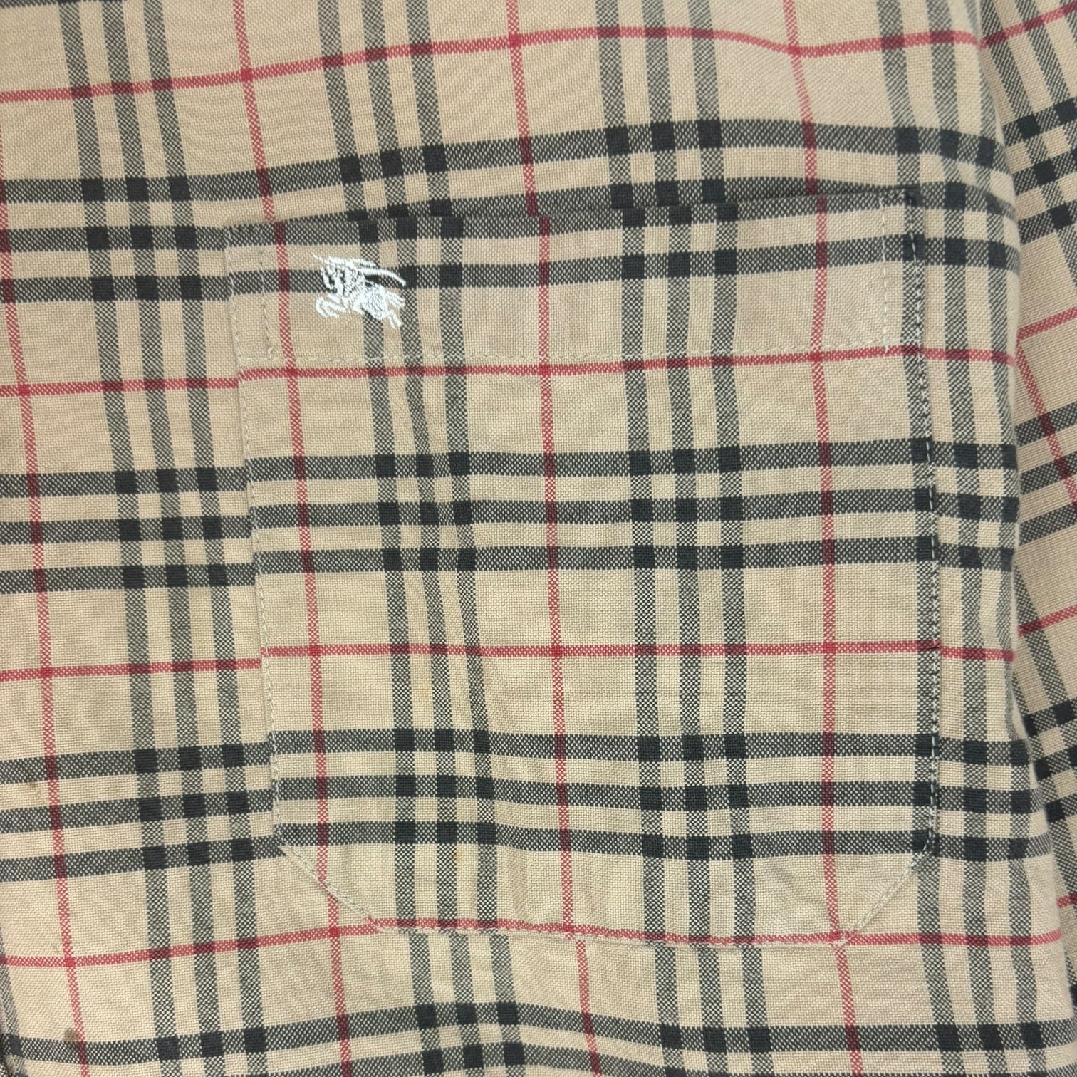 Burberry Plaid Oxford Button-Up Shirt Beige