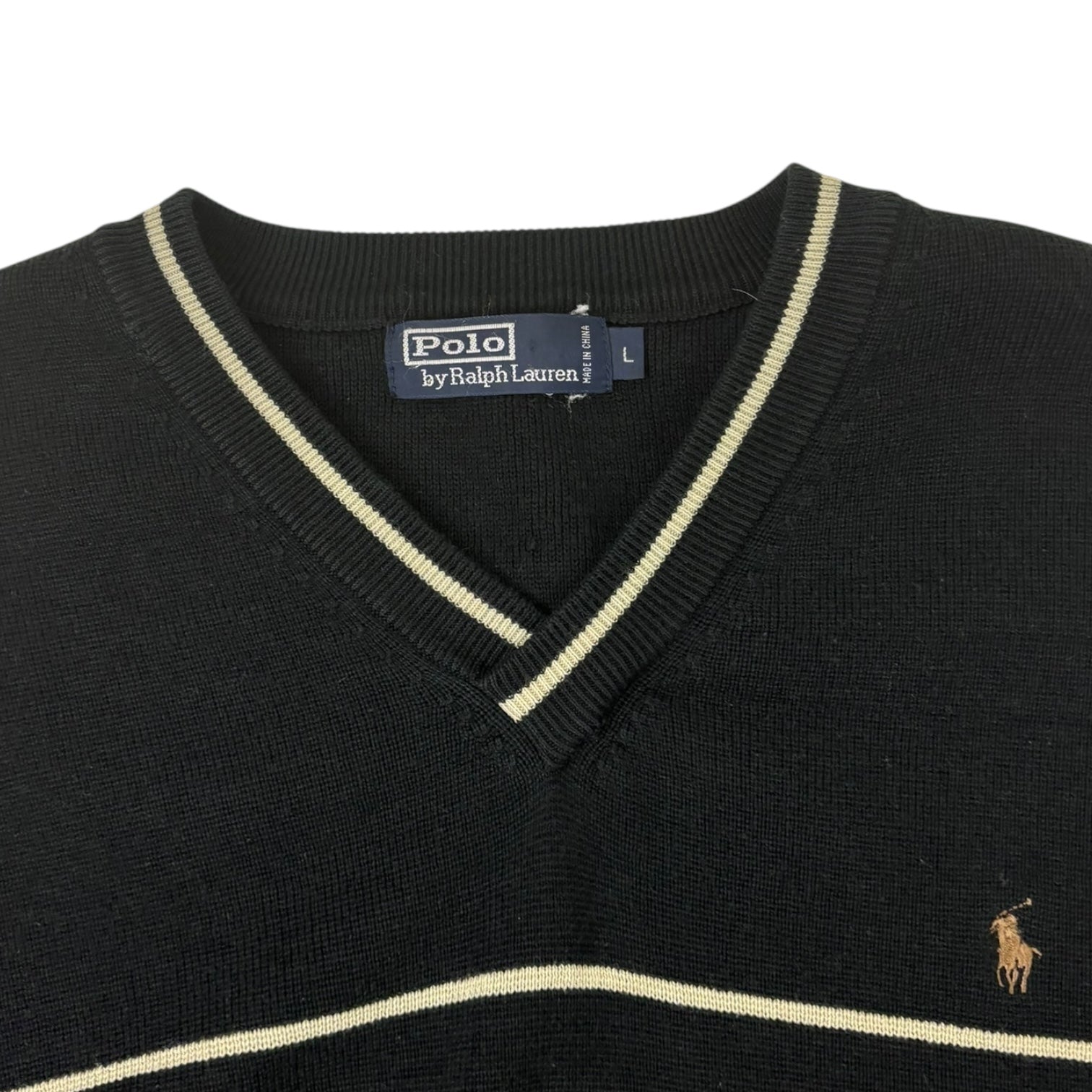 Vintage Polo Ralph Lauren V-Neck Knit Sweater Black
