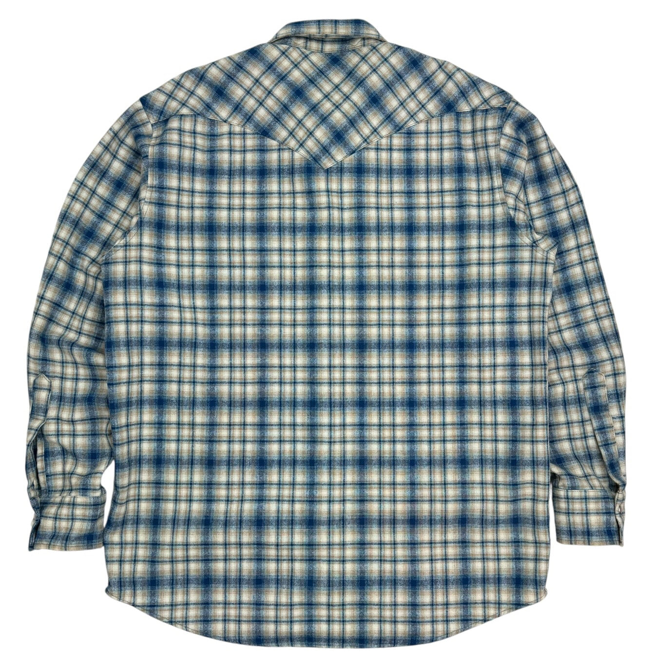 Vintage Pendleton Snap Button Plaid Shirt Blue/Cream