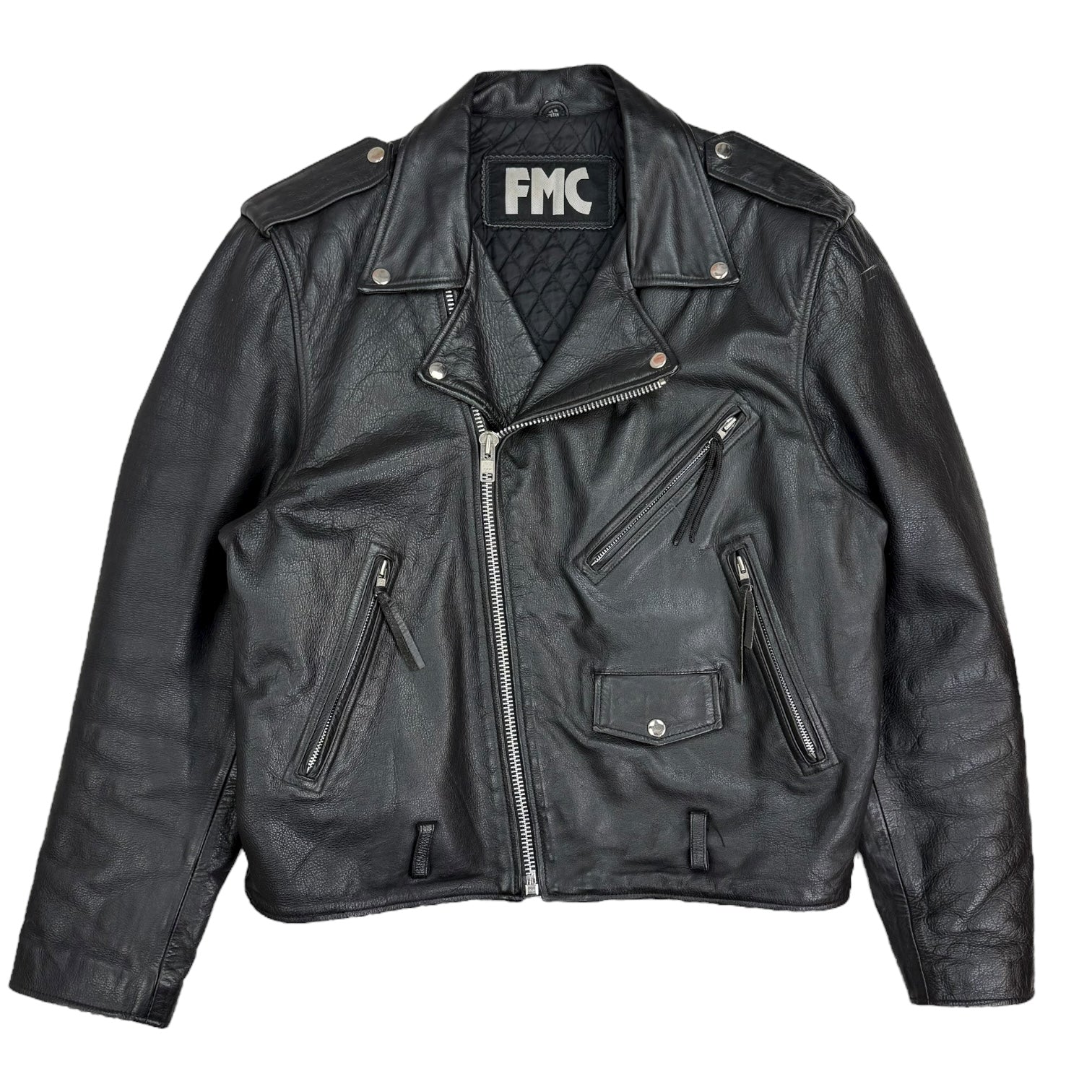 Vintage FMC Leather Moto Zip Jacket Black