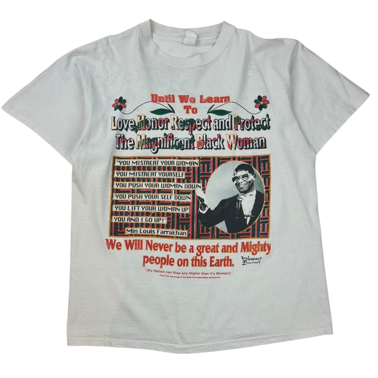 Vintage Min Louis Farrakhan “Until We Learn” T-Shirt White