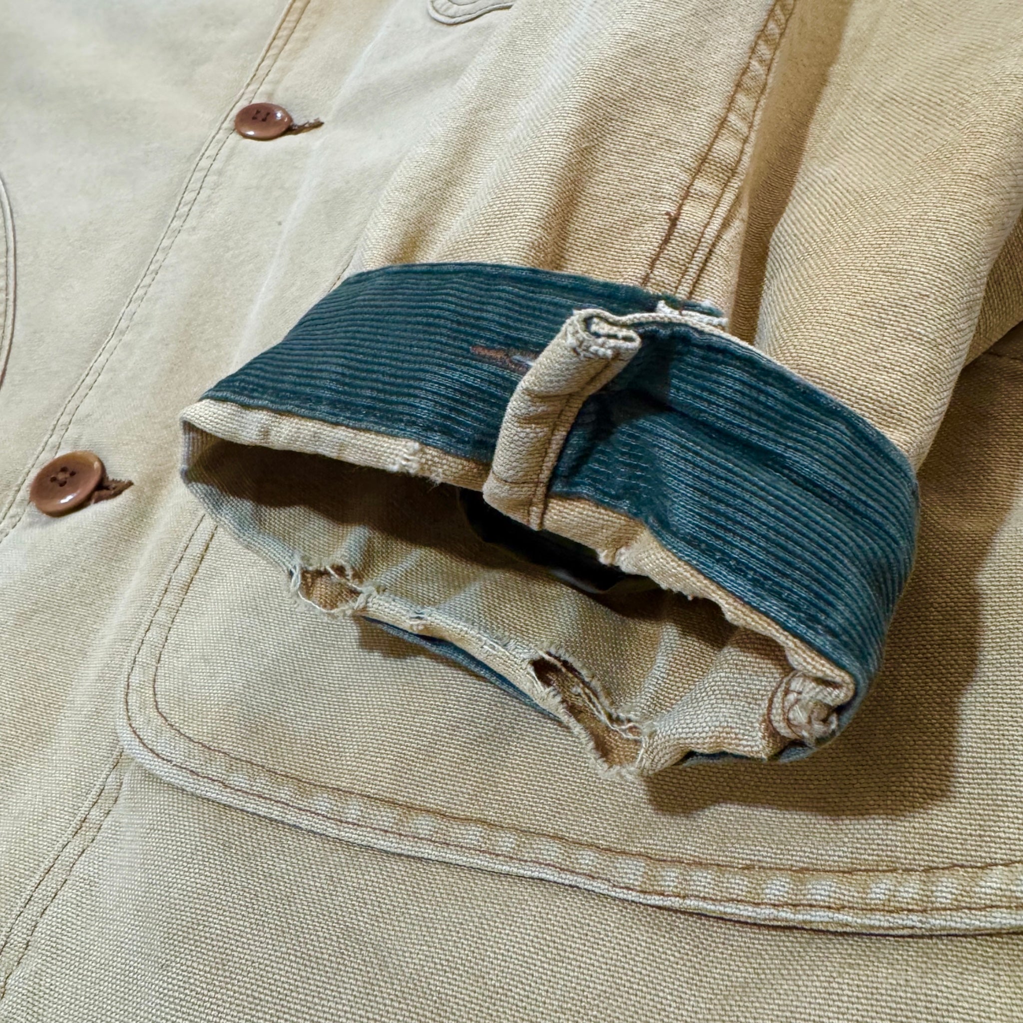 Vintage L.L. Bean Farm Coat Jacket Cream Faded Tan