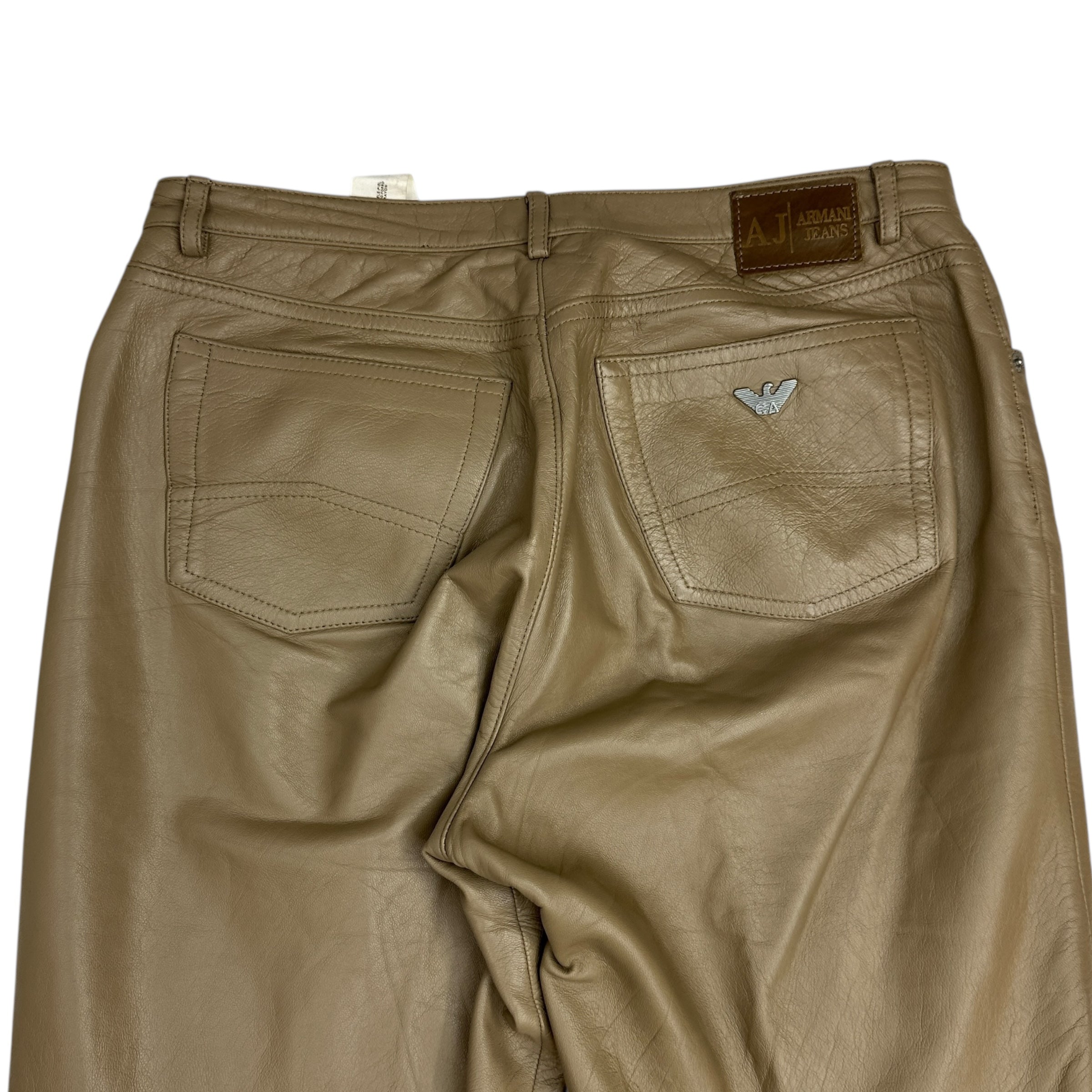Vintage Armani Leather Pants Sand