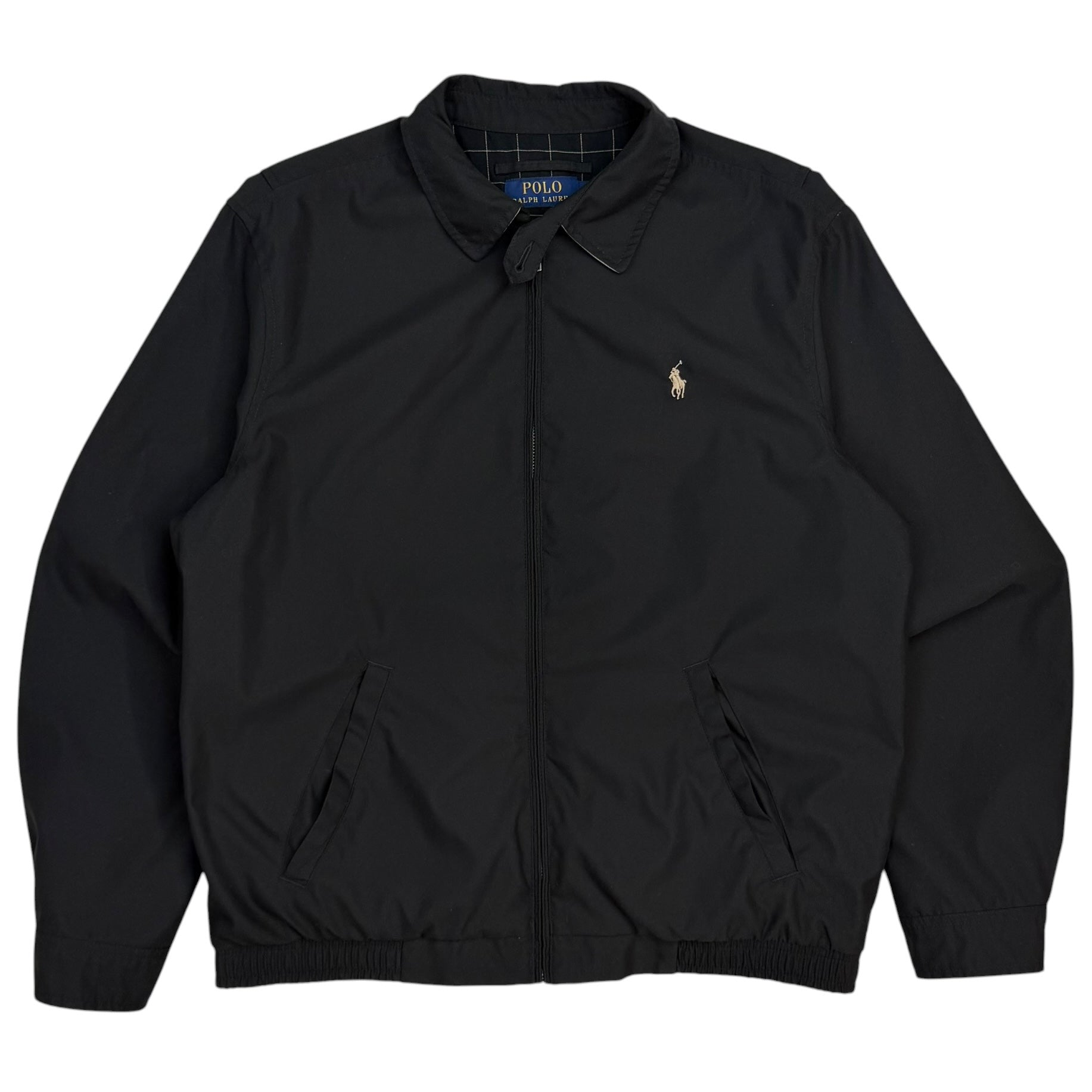 Vintage Polo Ralph Lauren Plaid Lined Harrington Jacket Black