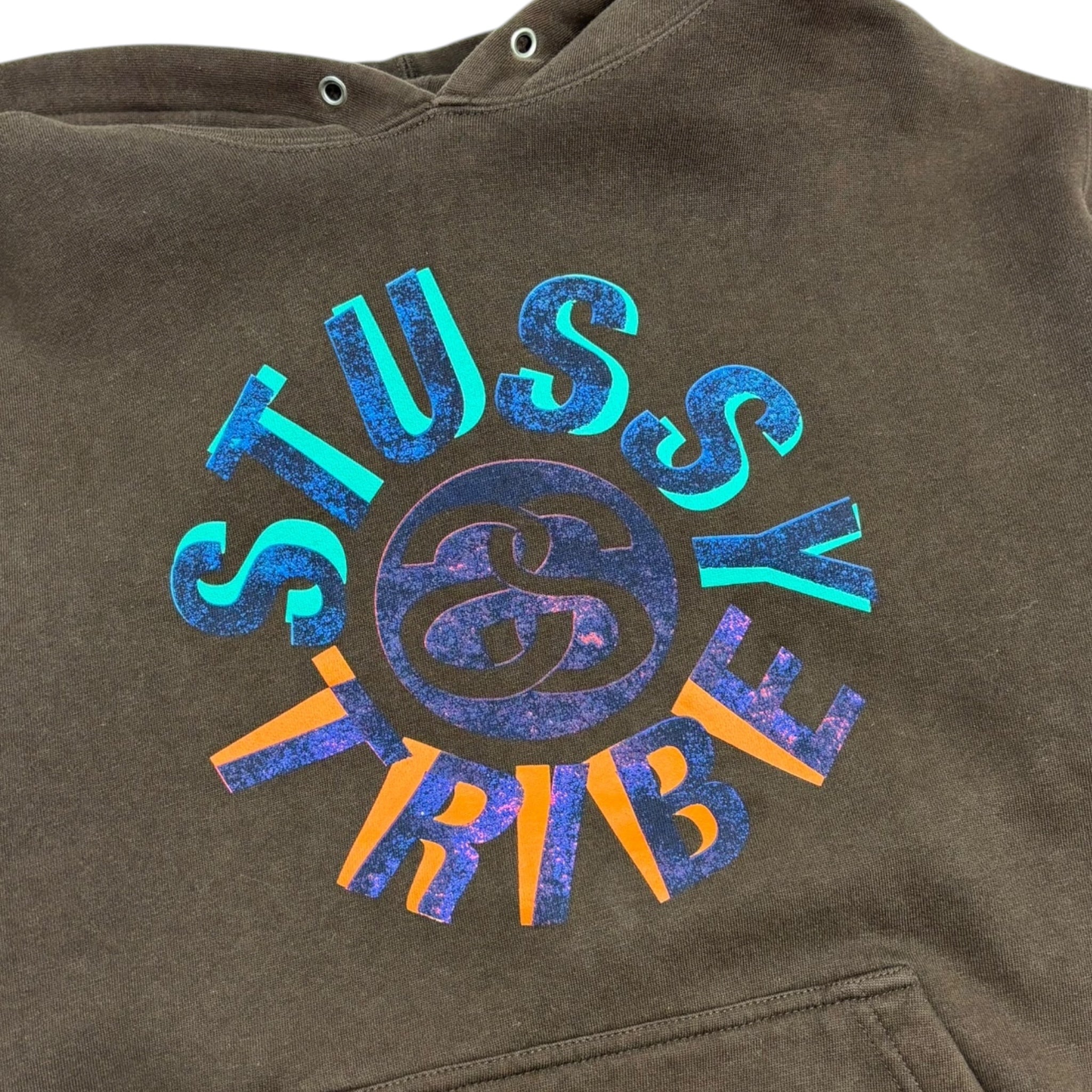 Vintage Stussy Tribe Hoodie Brown