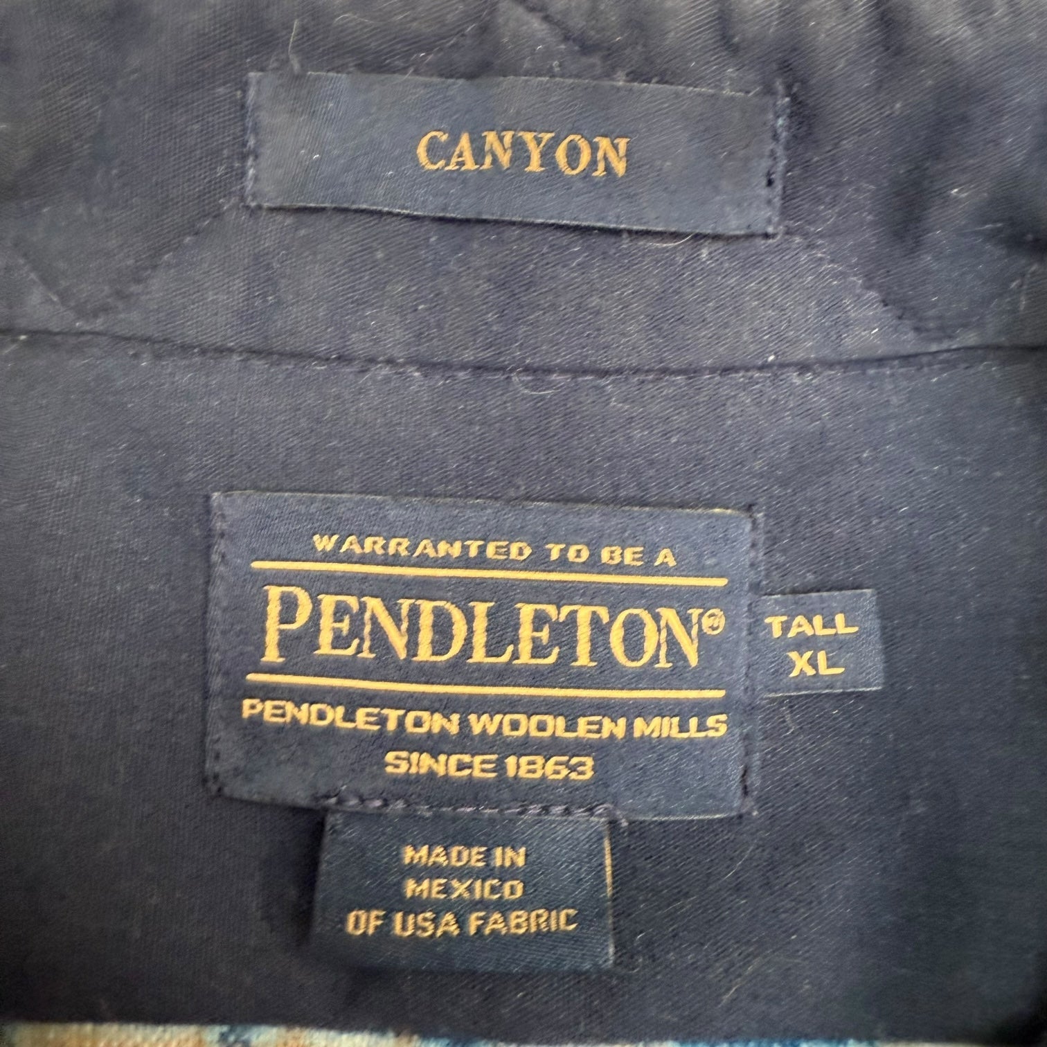 Vintage Pendleton Snap Button Plaid Shirt Blue/Cream