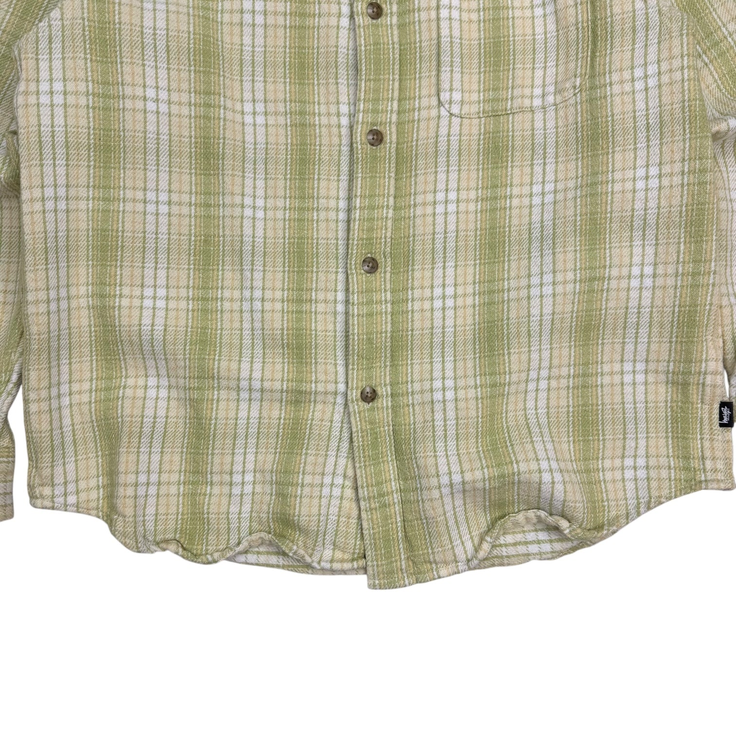 Stussy Beach Plaid Button Up Shirt Lime