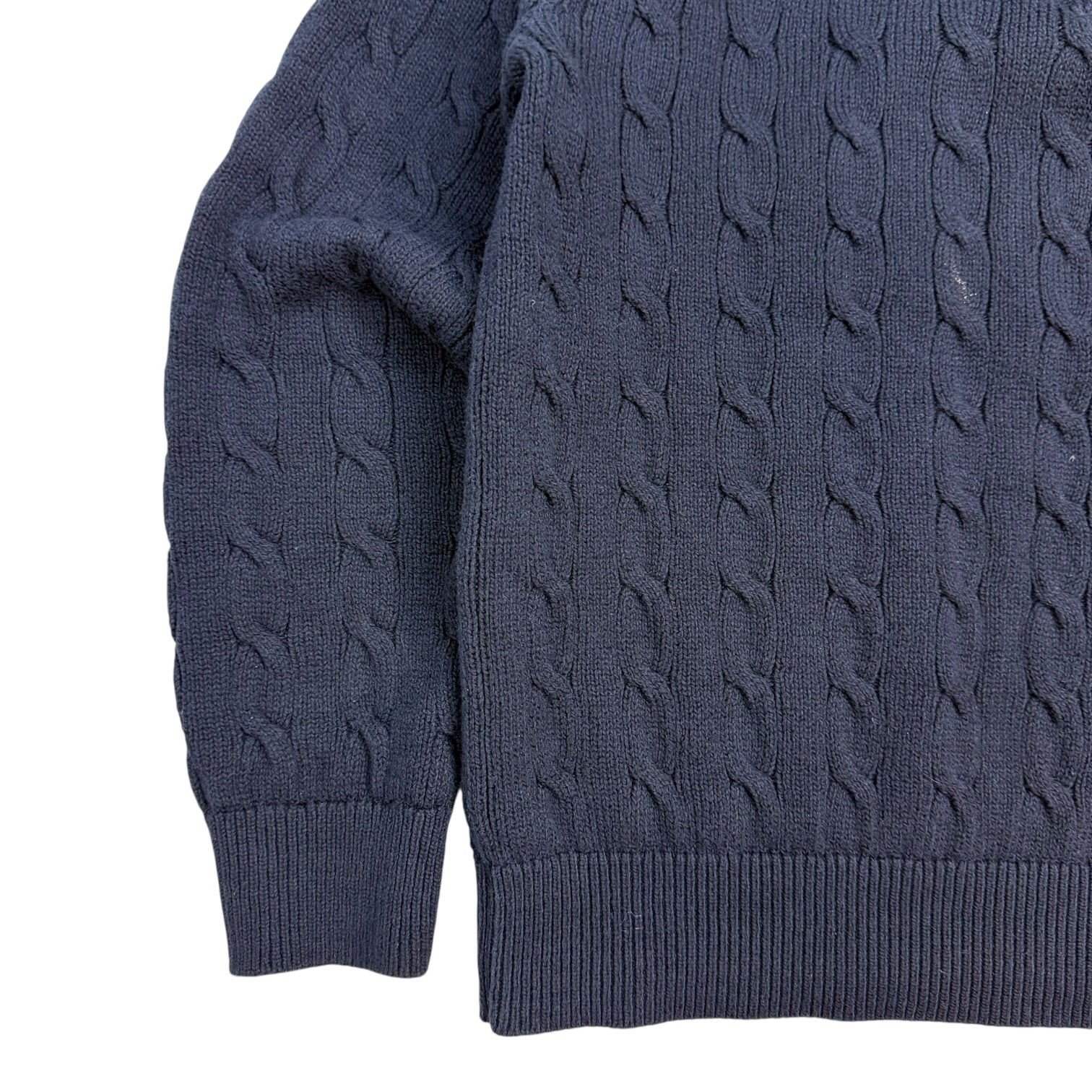 Polo Ralph Lauren Cable Knit Quarter Zip Navy Blue