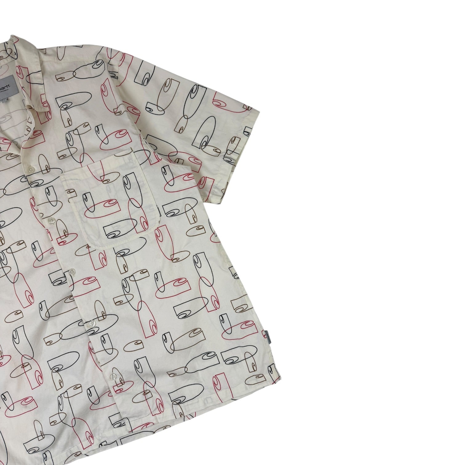 Carhartt WIP Short Sleeve Button Up Sumor Shirt in Outline Print Wax White