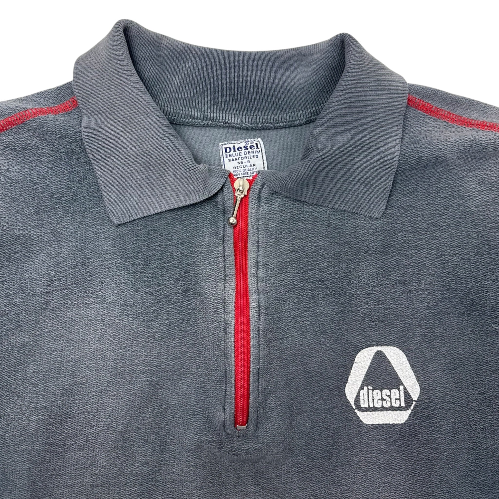 Vintage Y2K Diesel Big D7 1/4 Zip Washed Slate Grey