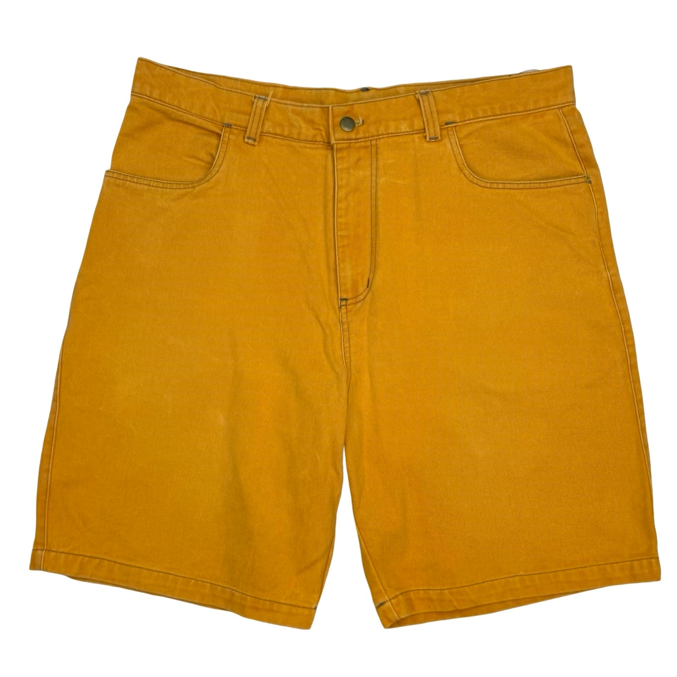 Vintage Wave Rave Denim Shorts Mustard Yellow