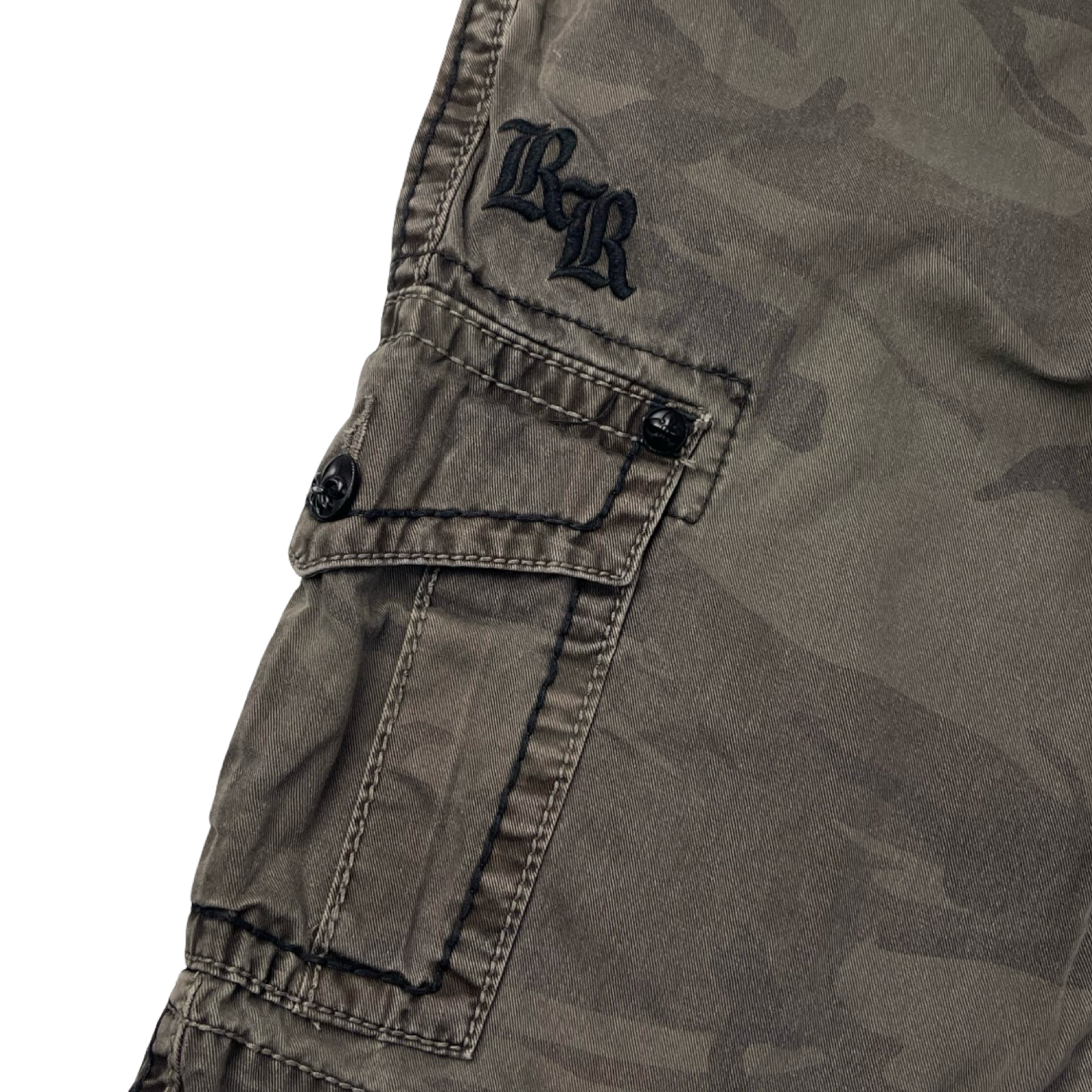 Y2K Rock Revival Embellished Shorts Militant Camo