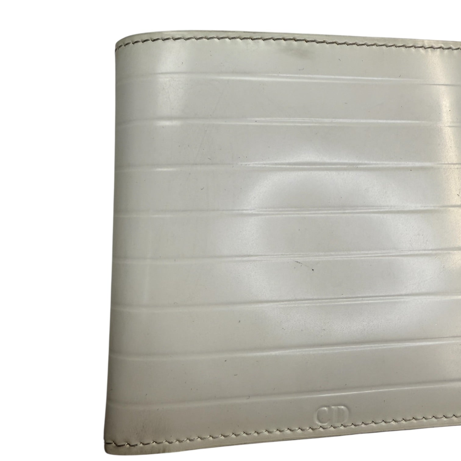 Dior Homme Tie Patent Leather Bifold Wallet White