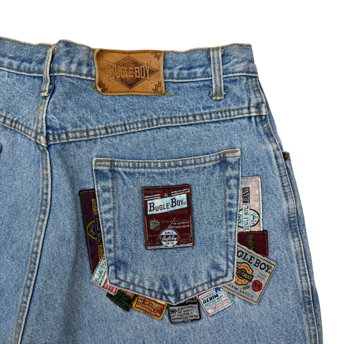 Vintage Bugleboy Patch Detail Jeans Blue