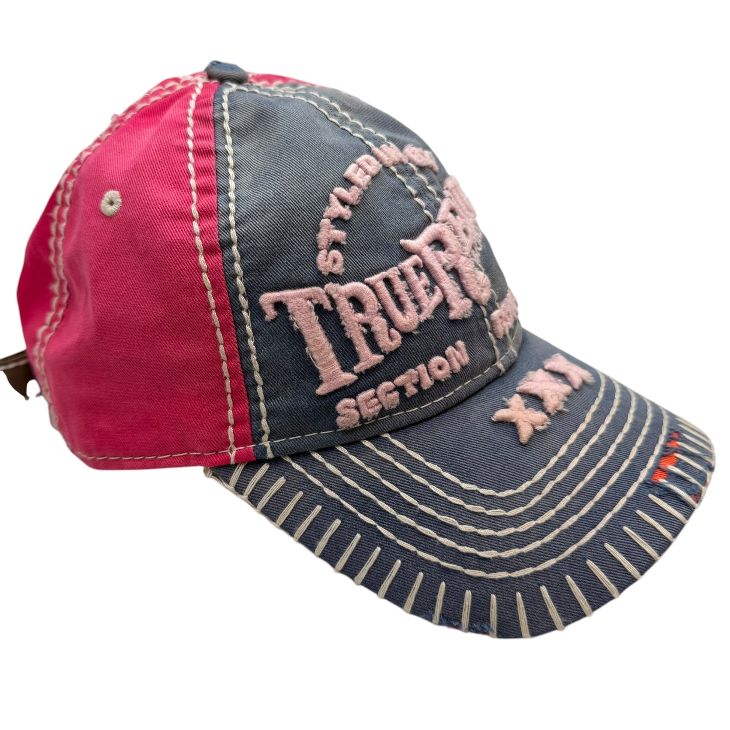 Vintage Y2K True Religion Denim Triple X Baseball Cap Pink