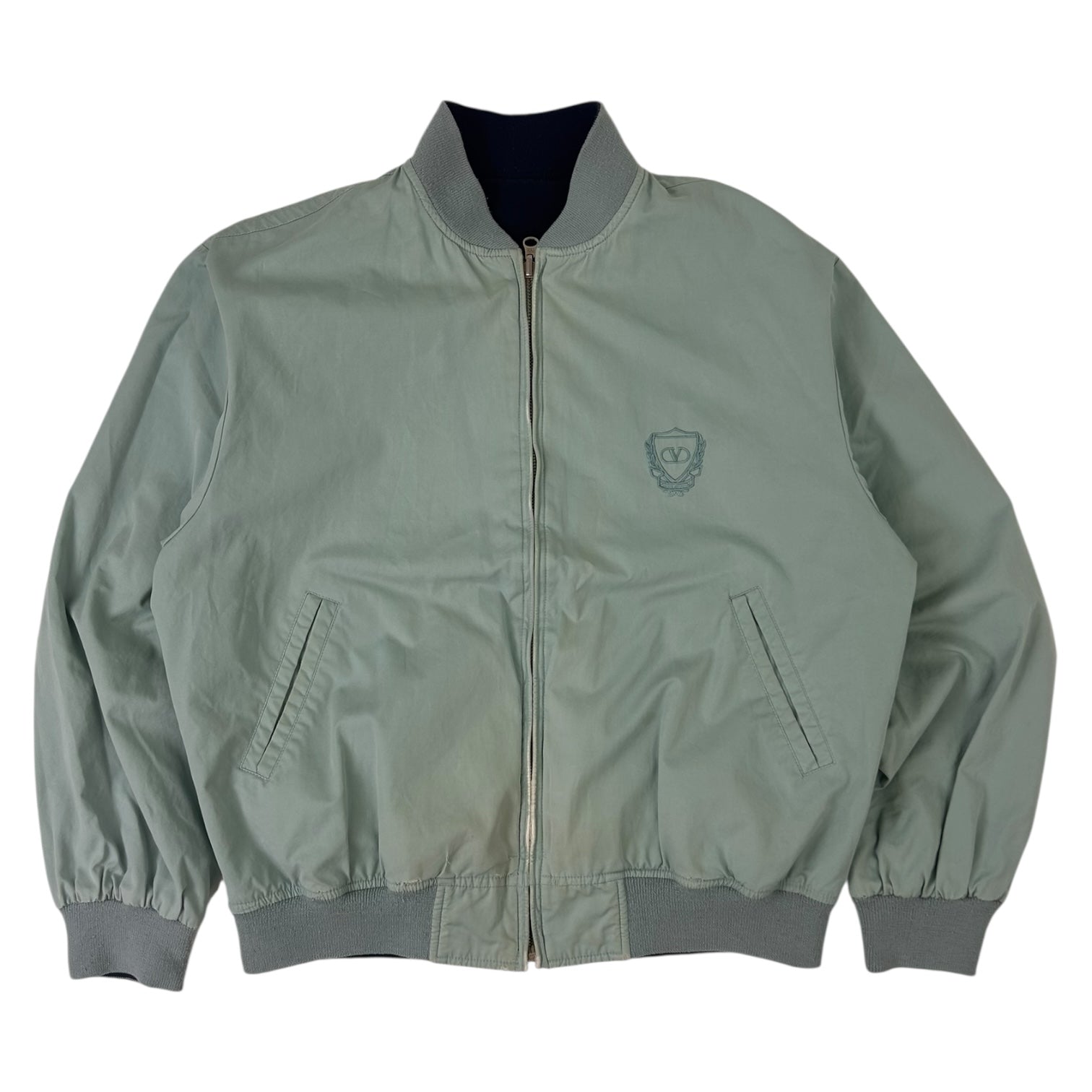 Vintage Valentino Reversible Bomber Jacket Navy/Sage