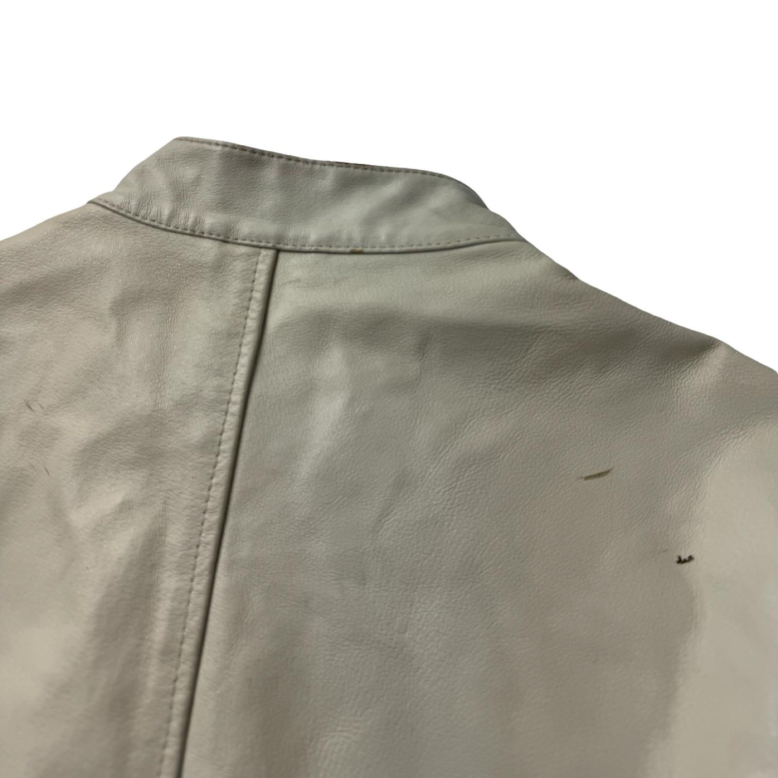 (W) Vintage Le Chateaux Ribbed White Leather Jacket