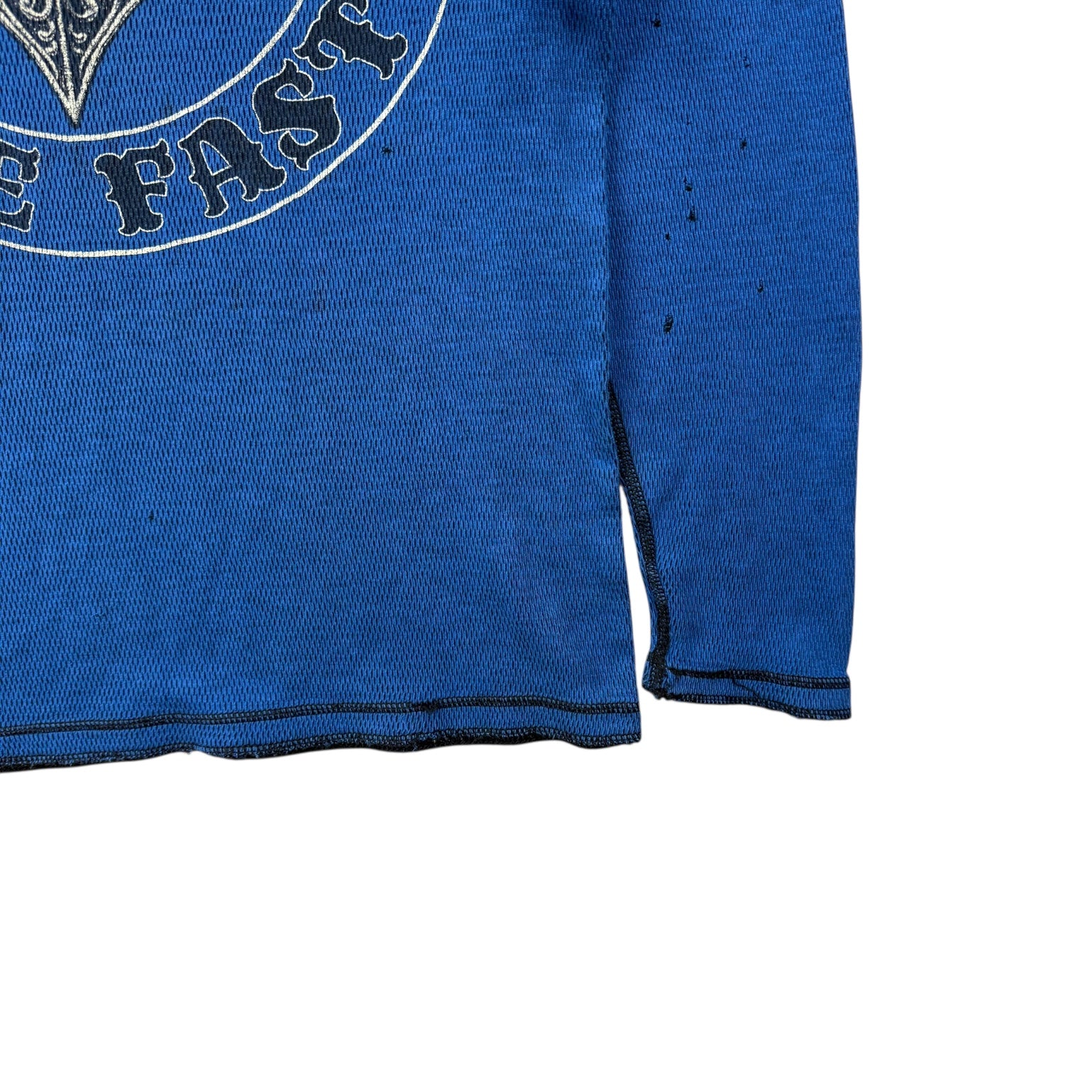 Vintage Y2K Affliction ‘Live Fast’ Thermal L/S Tee Blue