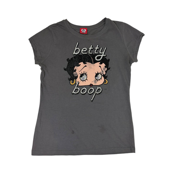 (W) Betty Boop Rhinestone Baby T-Shirt Grey