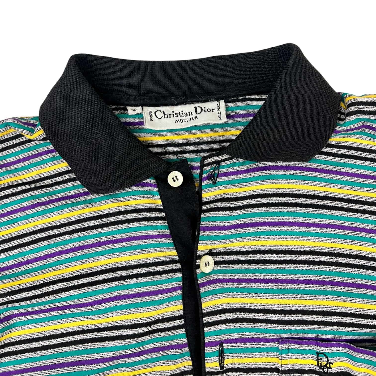 Vintage Christian Dior Striped Polo Shirt