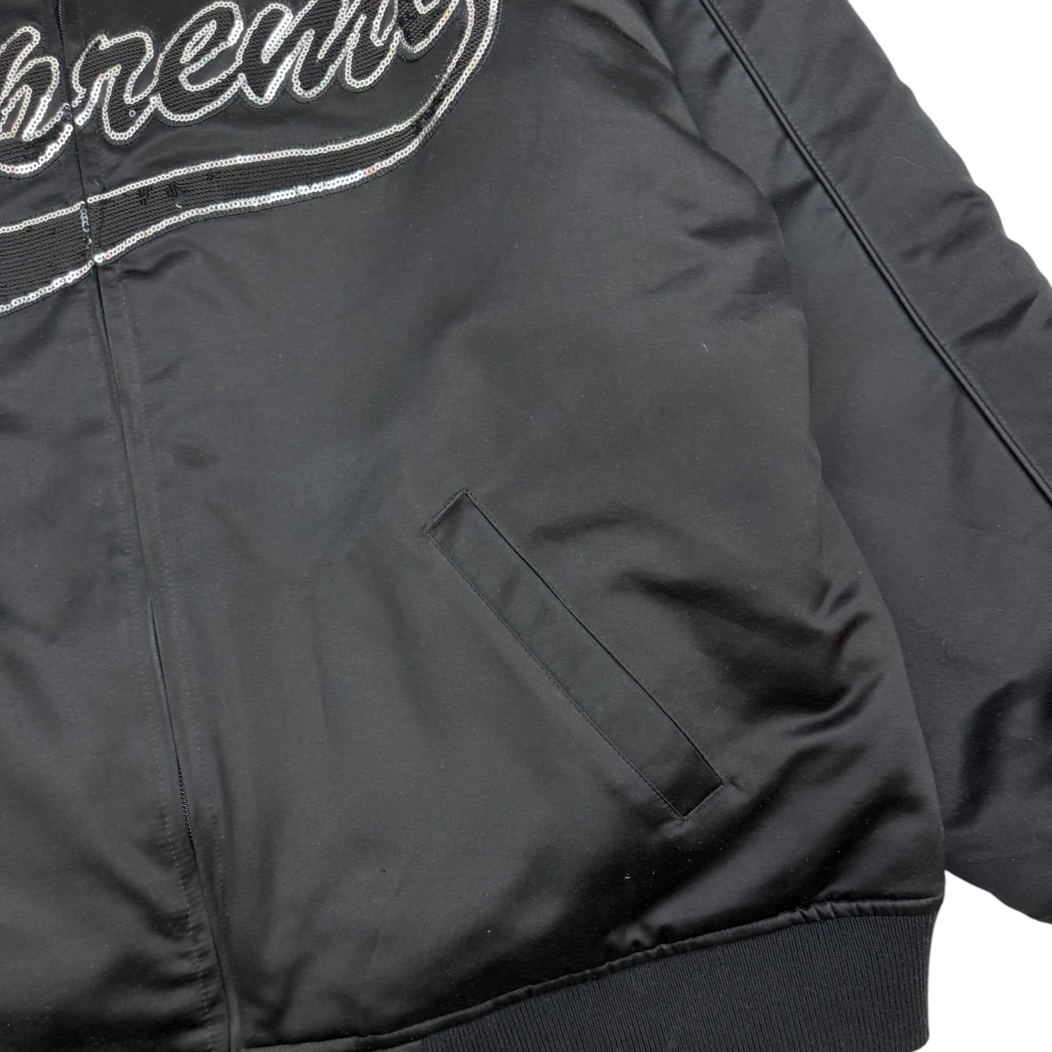 Supreme Mitchell & Ness Sequin Logo Varsity Jacket Black