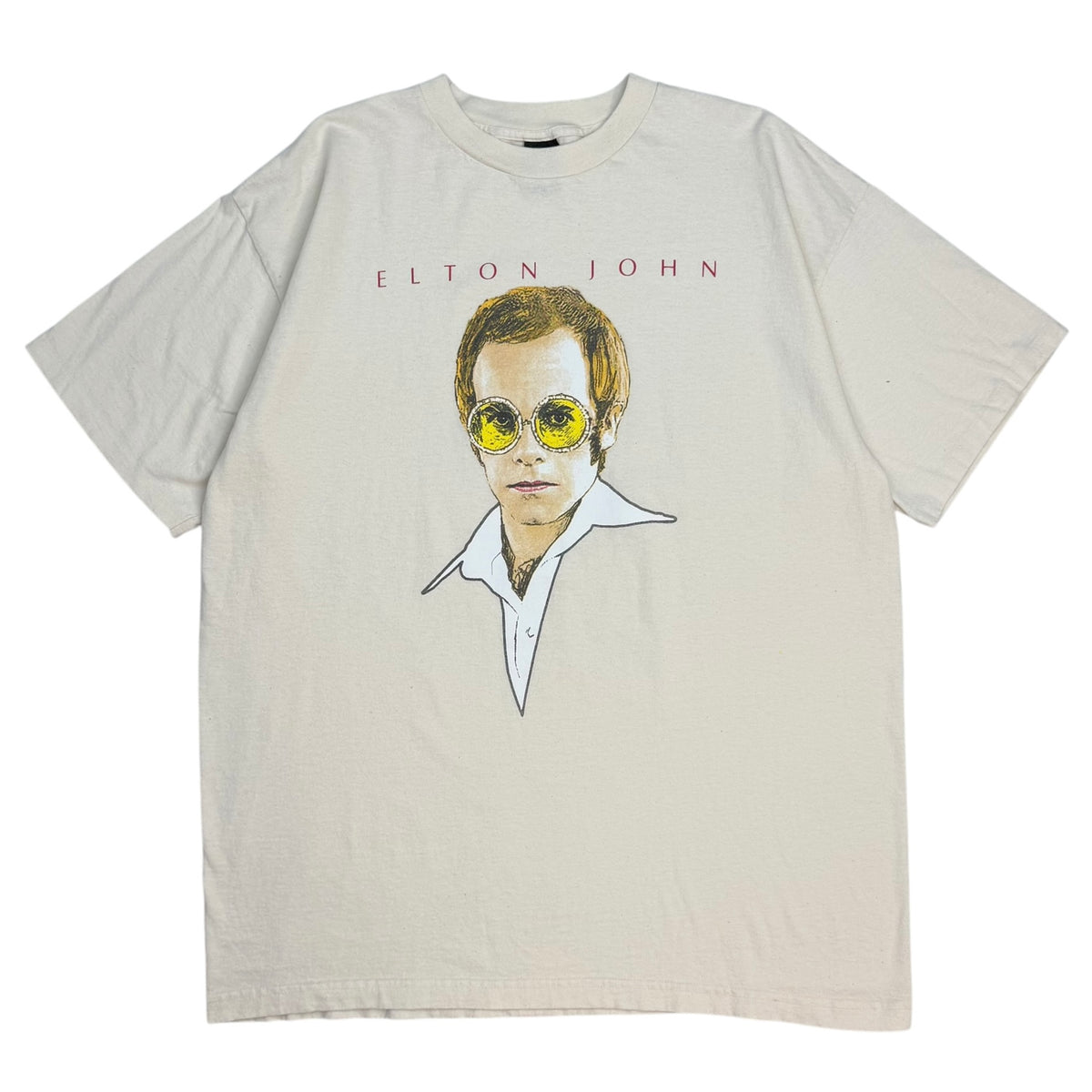 2002 Elton John Greatest Hits Portrait Tee Cream