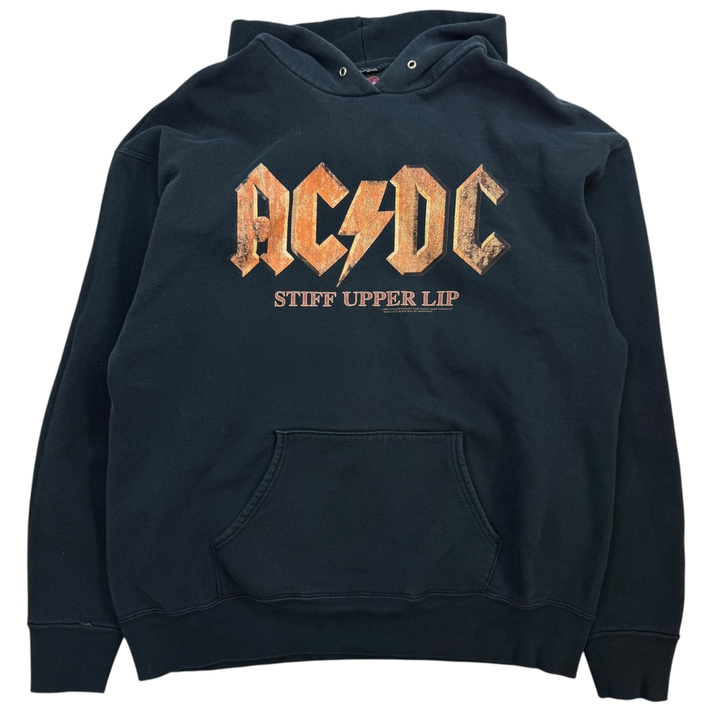 Vintage ACDC Stiff Upper Lip Hoodie Faded Black