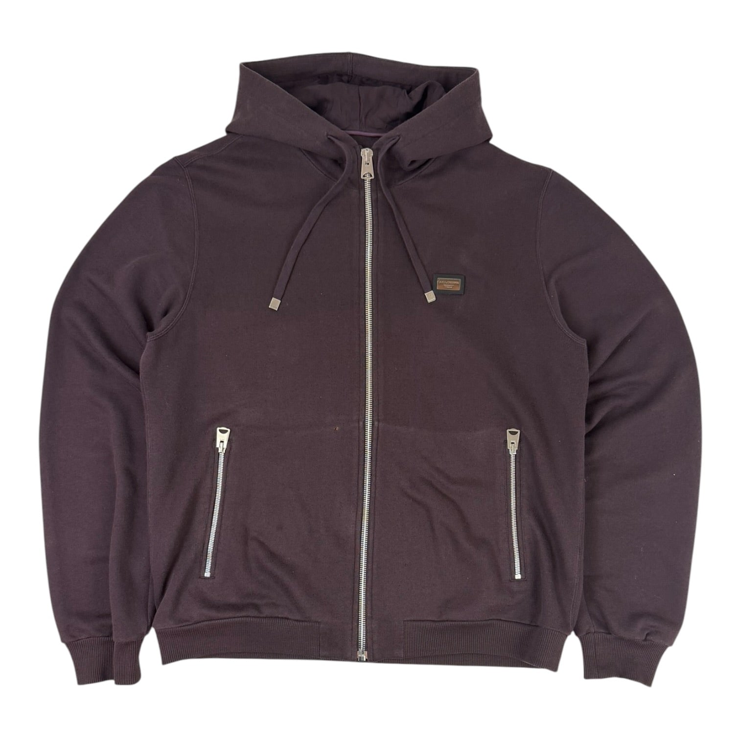 Dolce & Gabbana Zip-Up Cotton Jersey Hoodie Plum